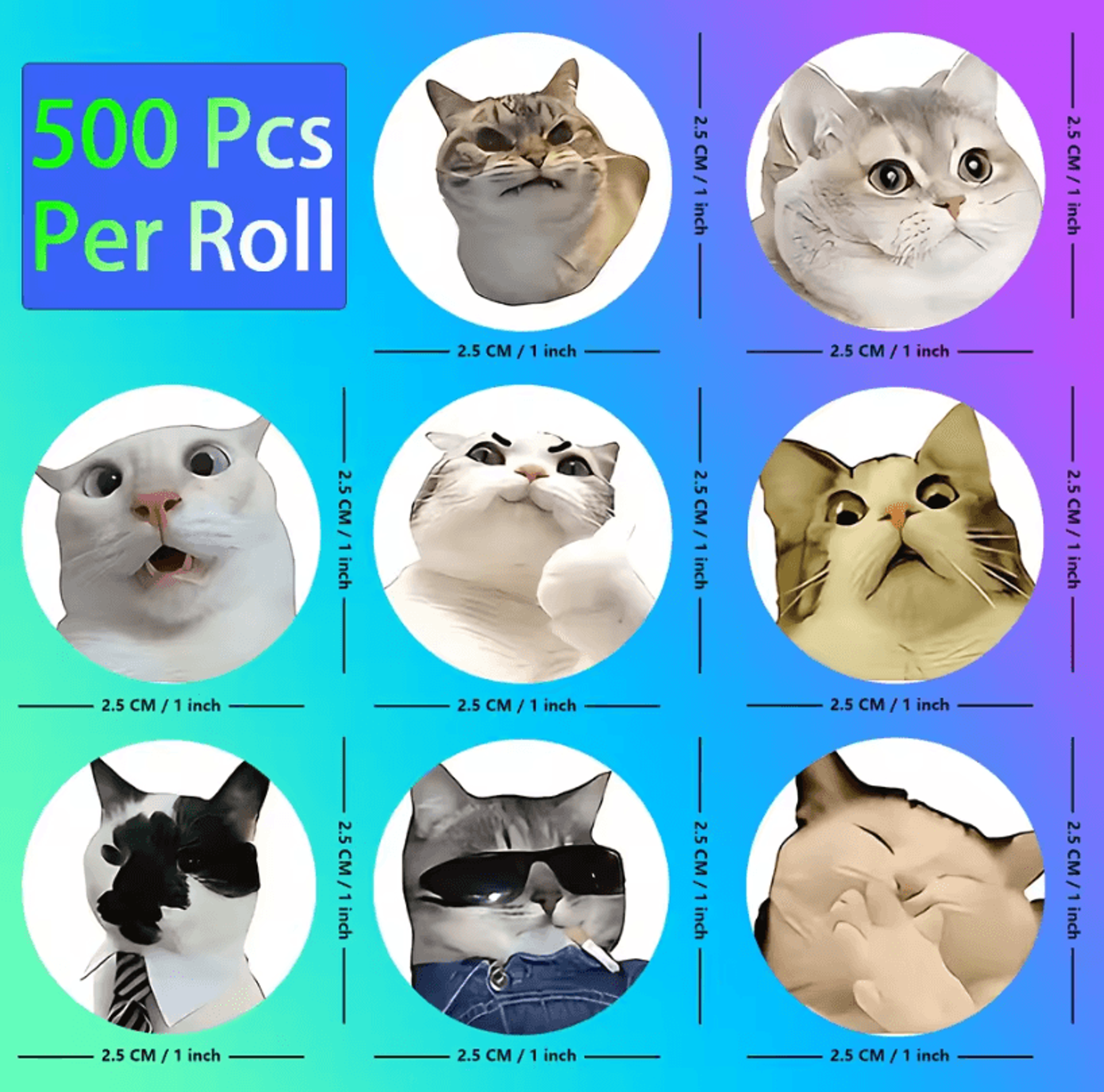 500Pcs Cartoon Cat Stickers  Meme Sticker Pack For Planner  Scrapbooking Stickers And Cat Lover Gif 5