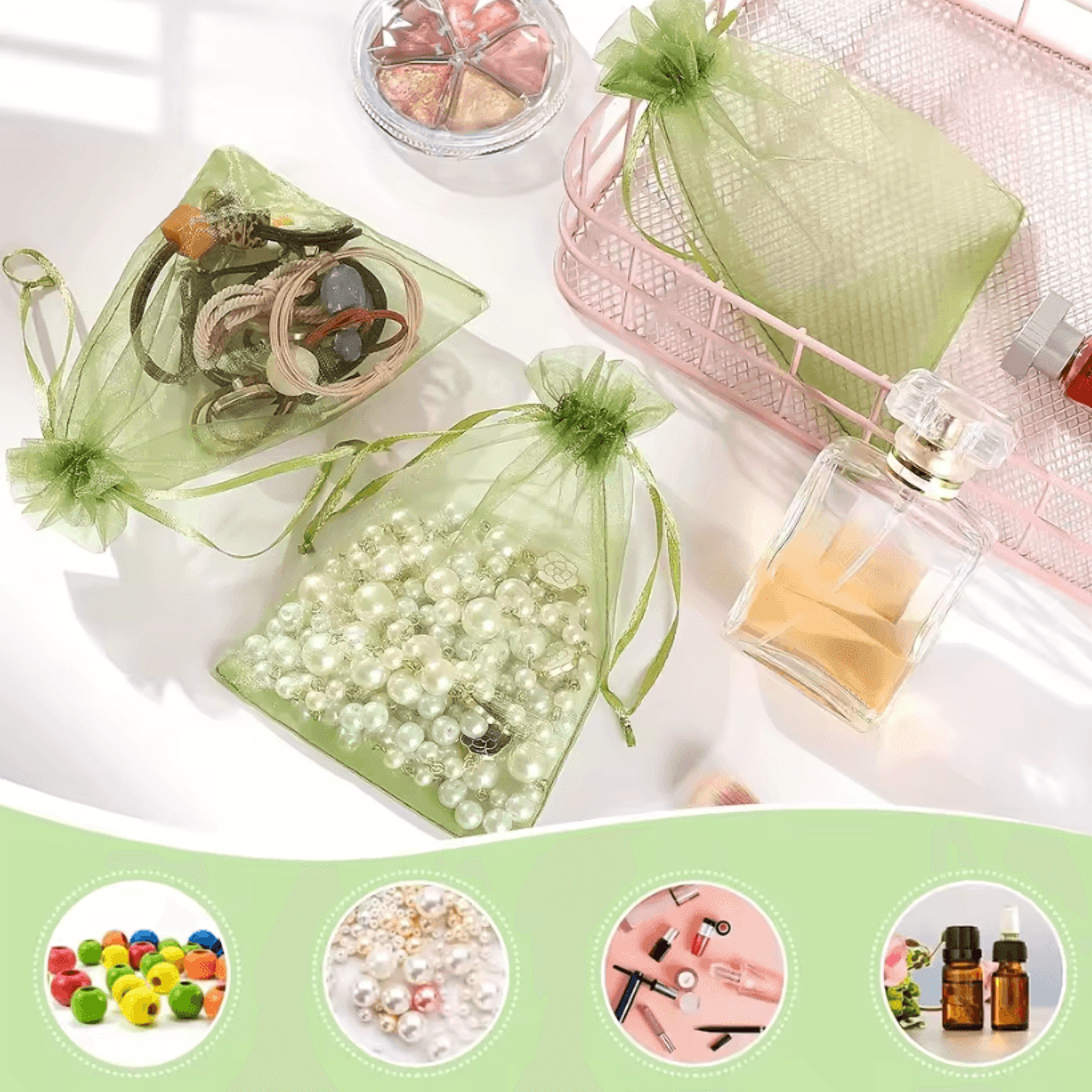 50Pcs Organza Drawstring Bags 394 By 591 In  Sheer Fabric Gift Pouches For Wedding Favor Bags 3