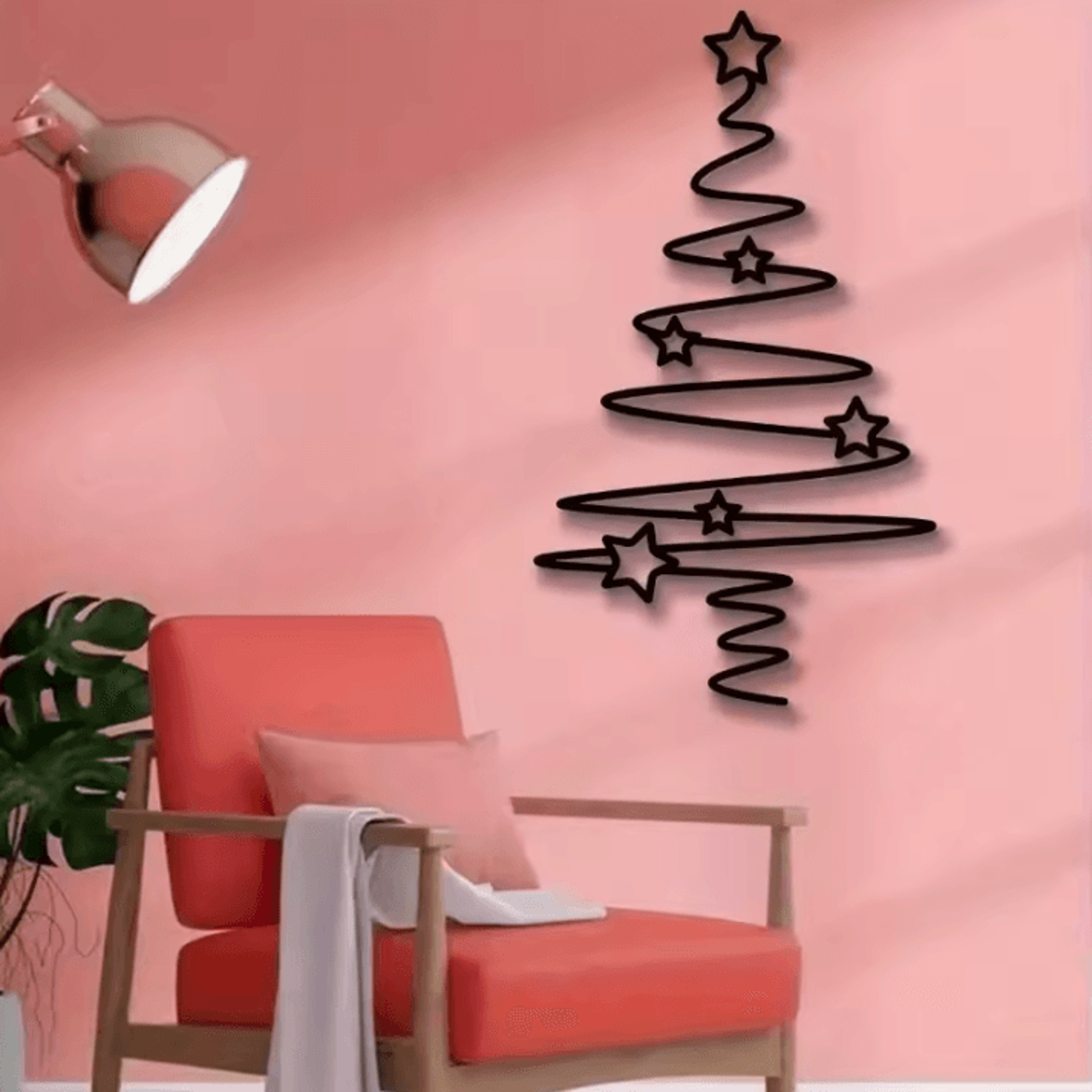 1Pc Metal Christmas Tree Wall Art  Indoor Outdoor Holiday Wall Decoration With Star Accent 4