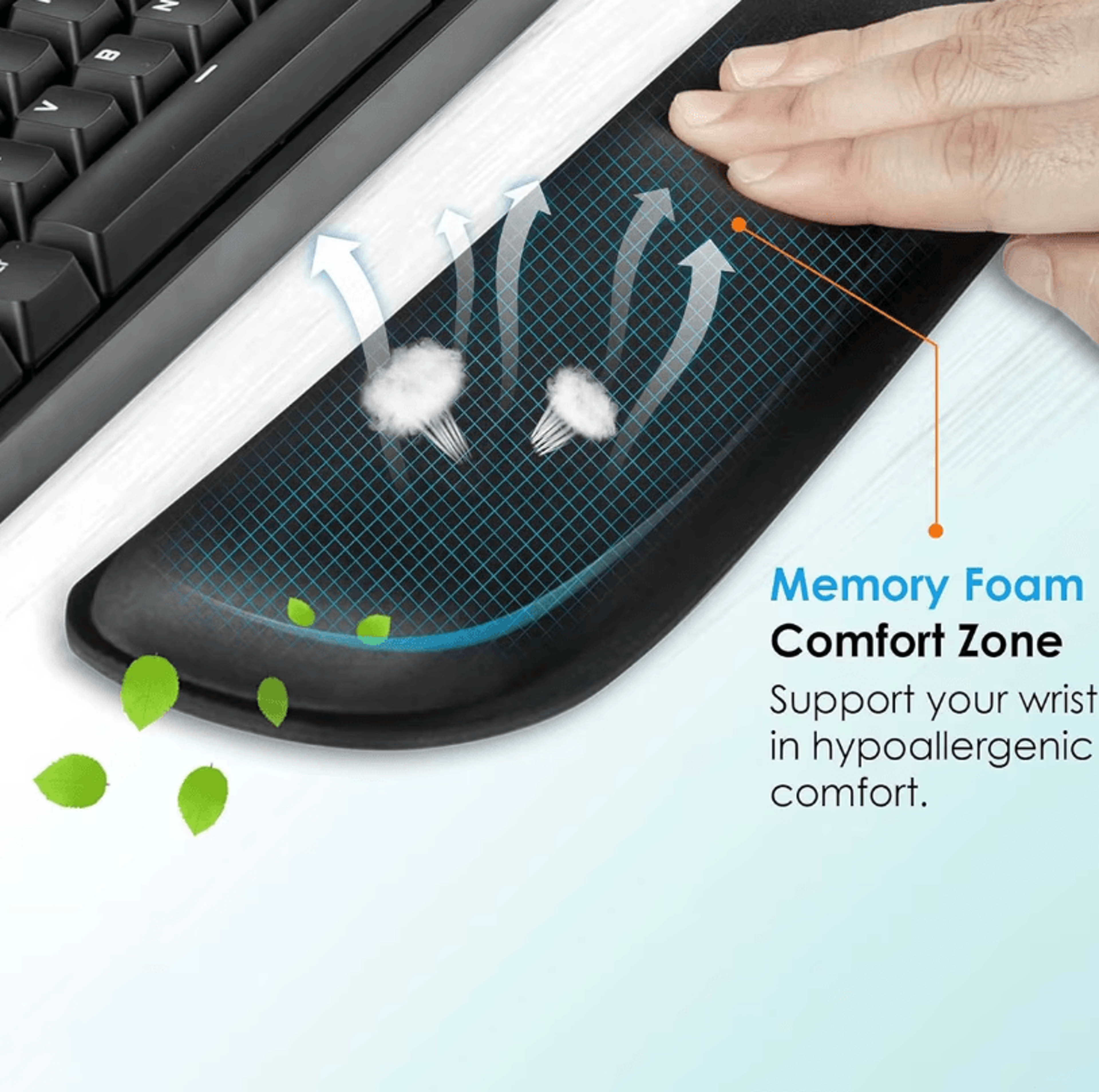 2Piece Keyboard And Mouse Wrist Rest Set With Silky Gel Memory Foam For Ergonomic Comfort 2