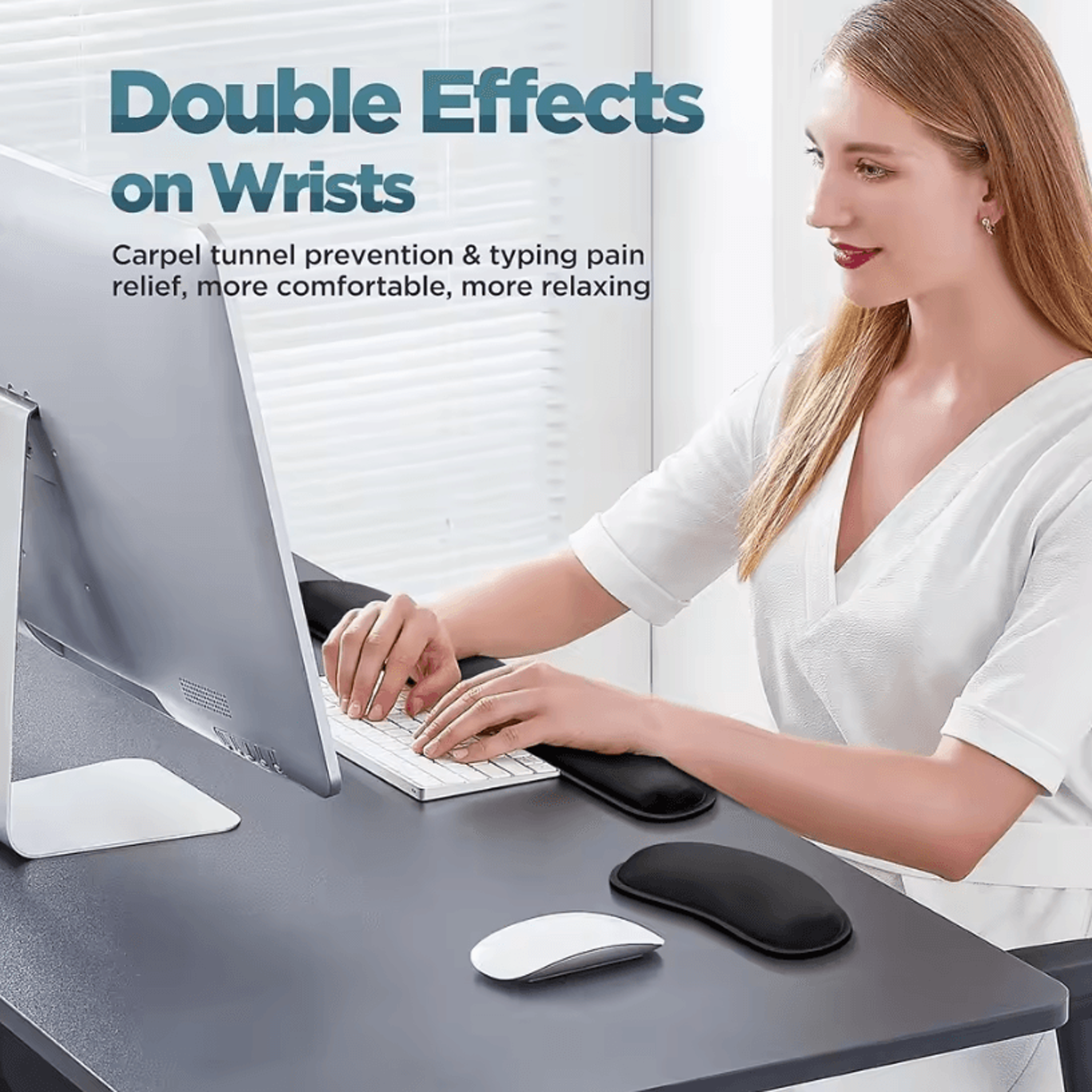 2Pcs Keyboard And Mouse Wrist Rest Set With Silky Gel Memory Foam For Ergonomic Comfort 2