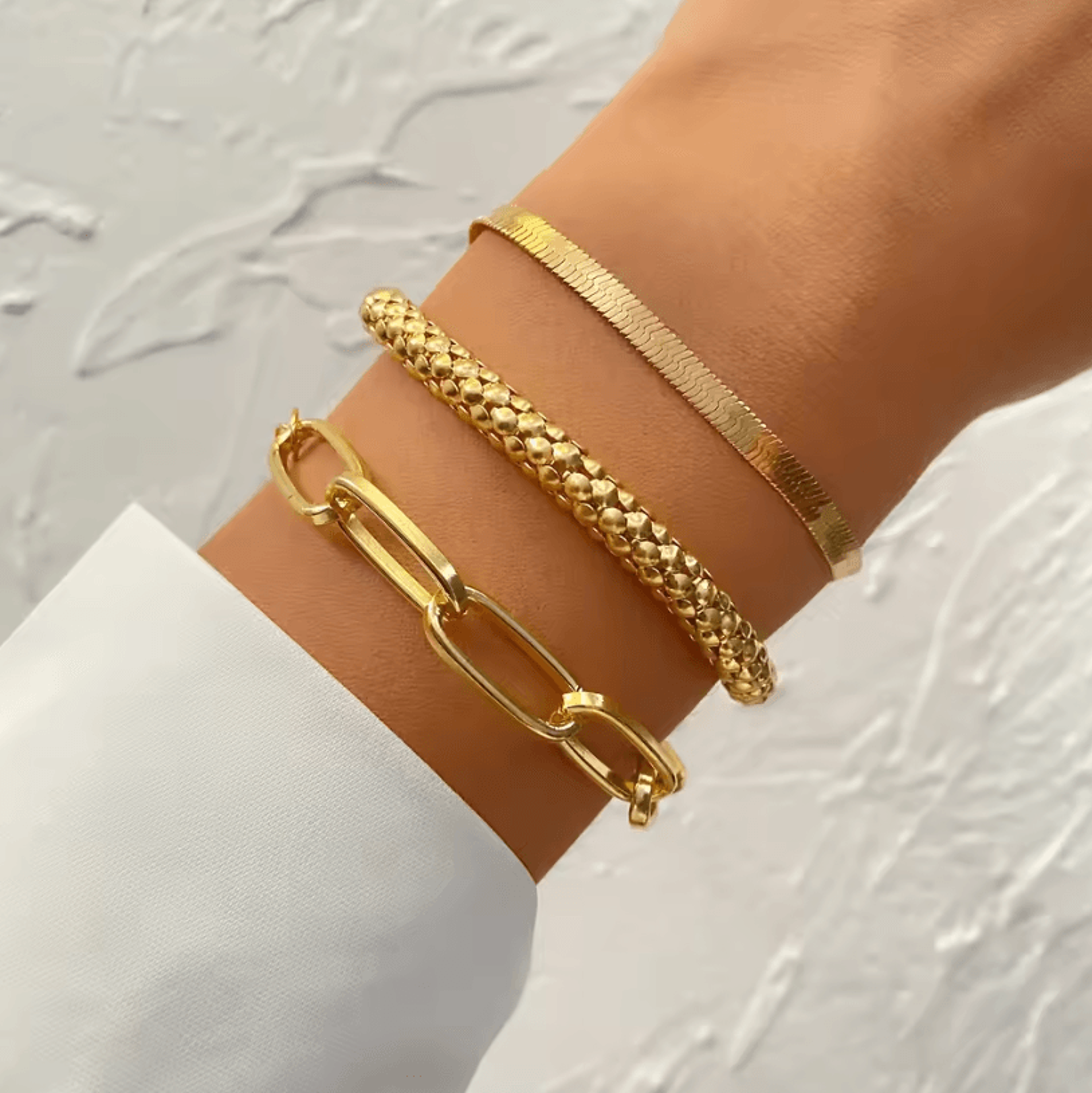 Punk Heavy Metal Big Thick Chain Bracelet Set  Retro Geometric Metal Twist Chain Bangles For Women 1