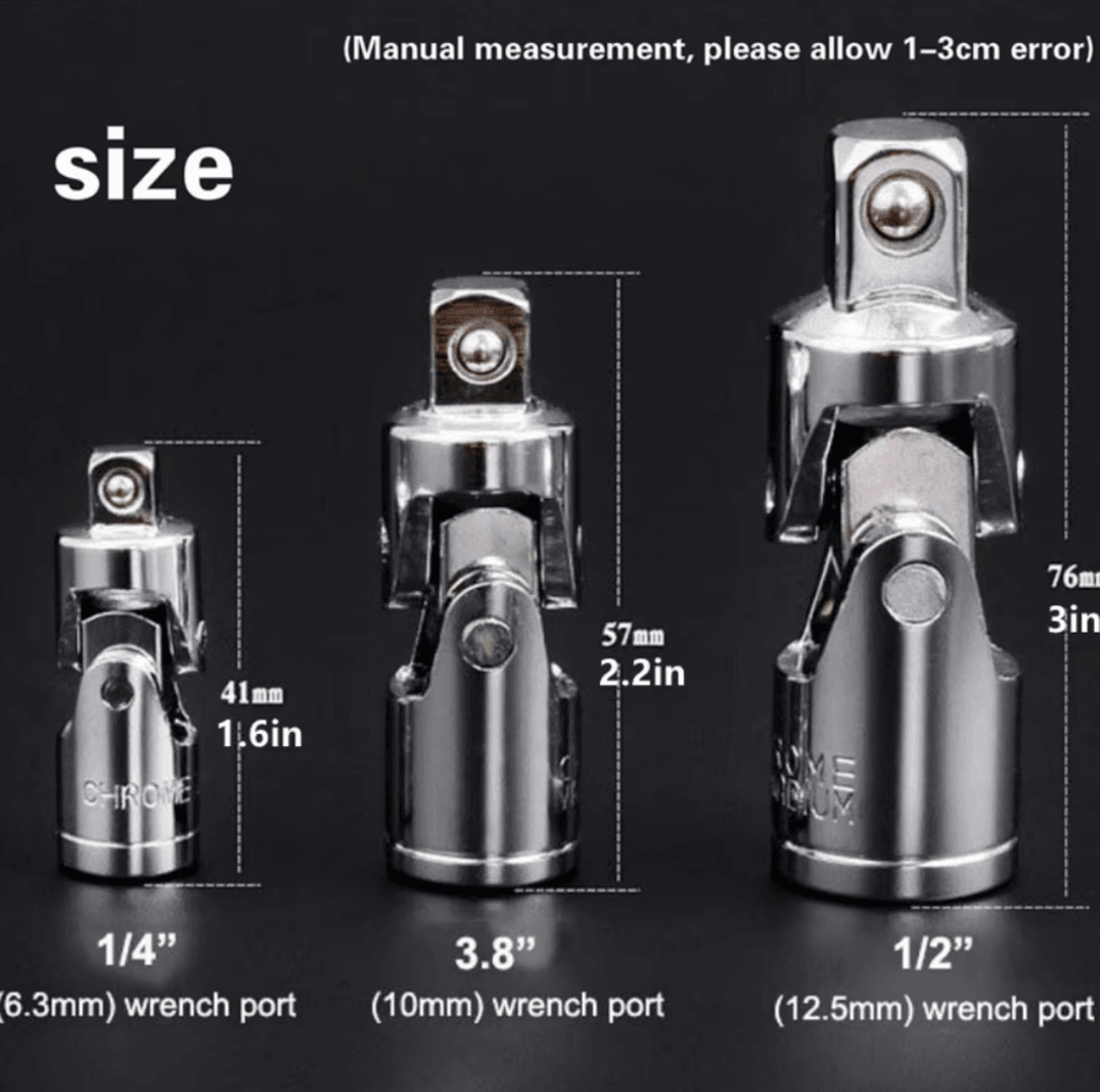 Swivel Universal Joint Air Impact Sockets For 14 38 And 12 Inch Drive Tools 3