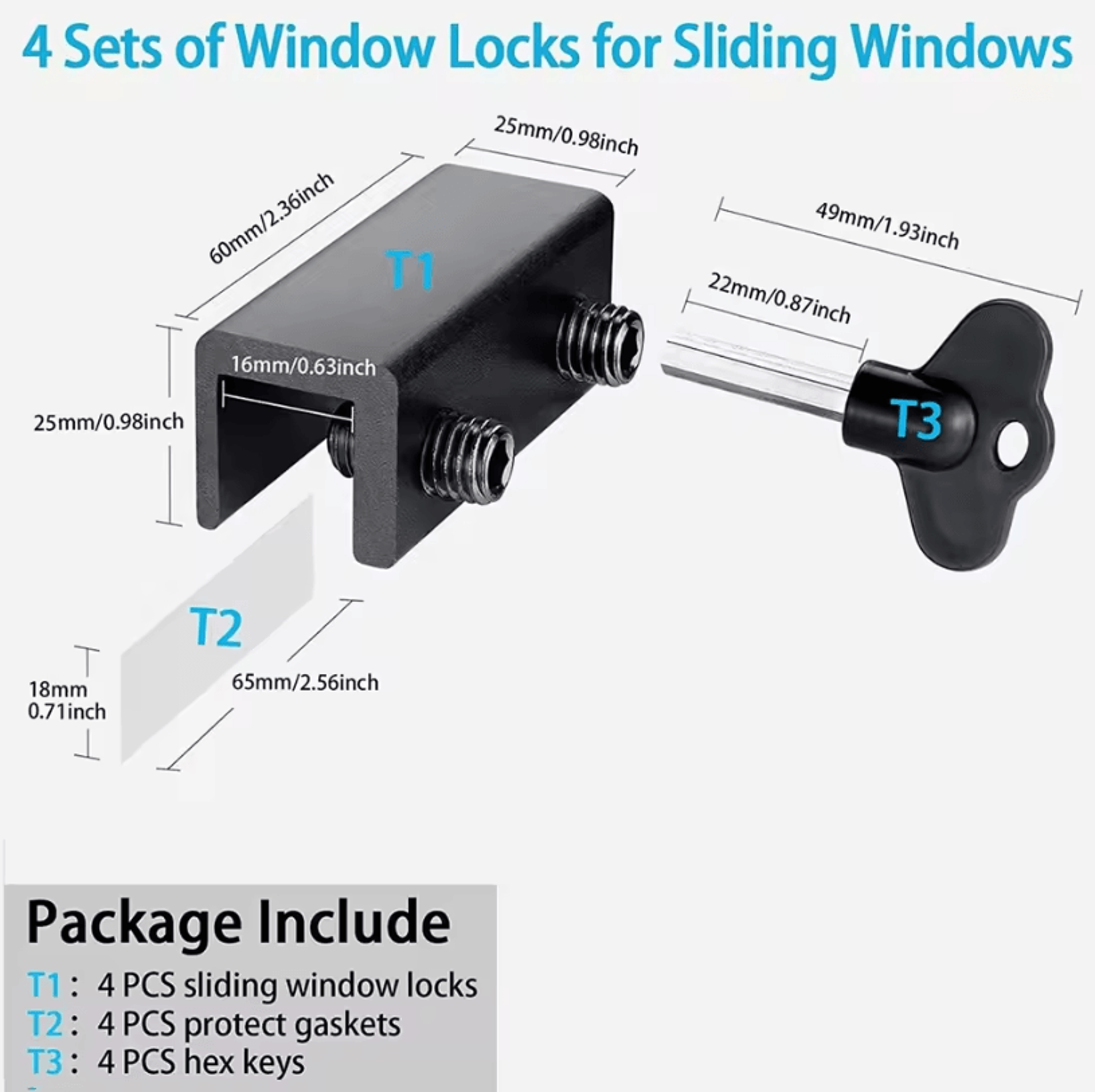 Adjustable Aluminum Window Lock Stopper For Vertical And Horizontal Windows NoDrill Installation 4