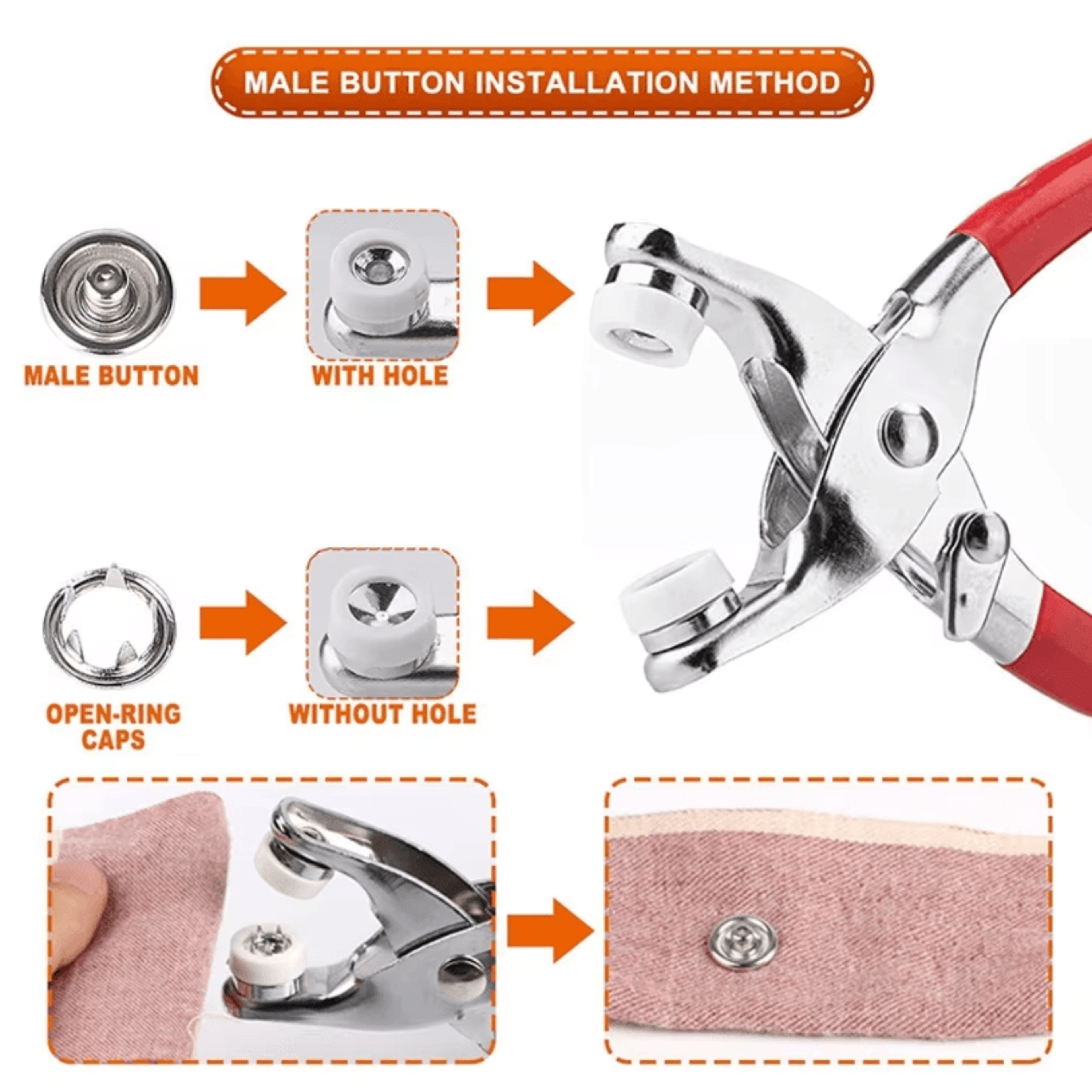 1pc Plier 50 Sets Metal Snap Button Plier Kit With 50 Sets Of Snap Fasteners For Clothing Sewing 1