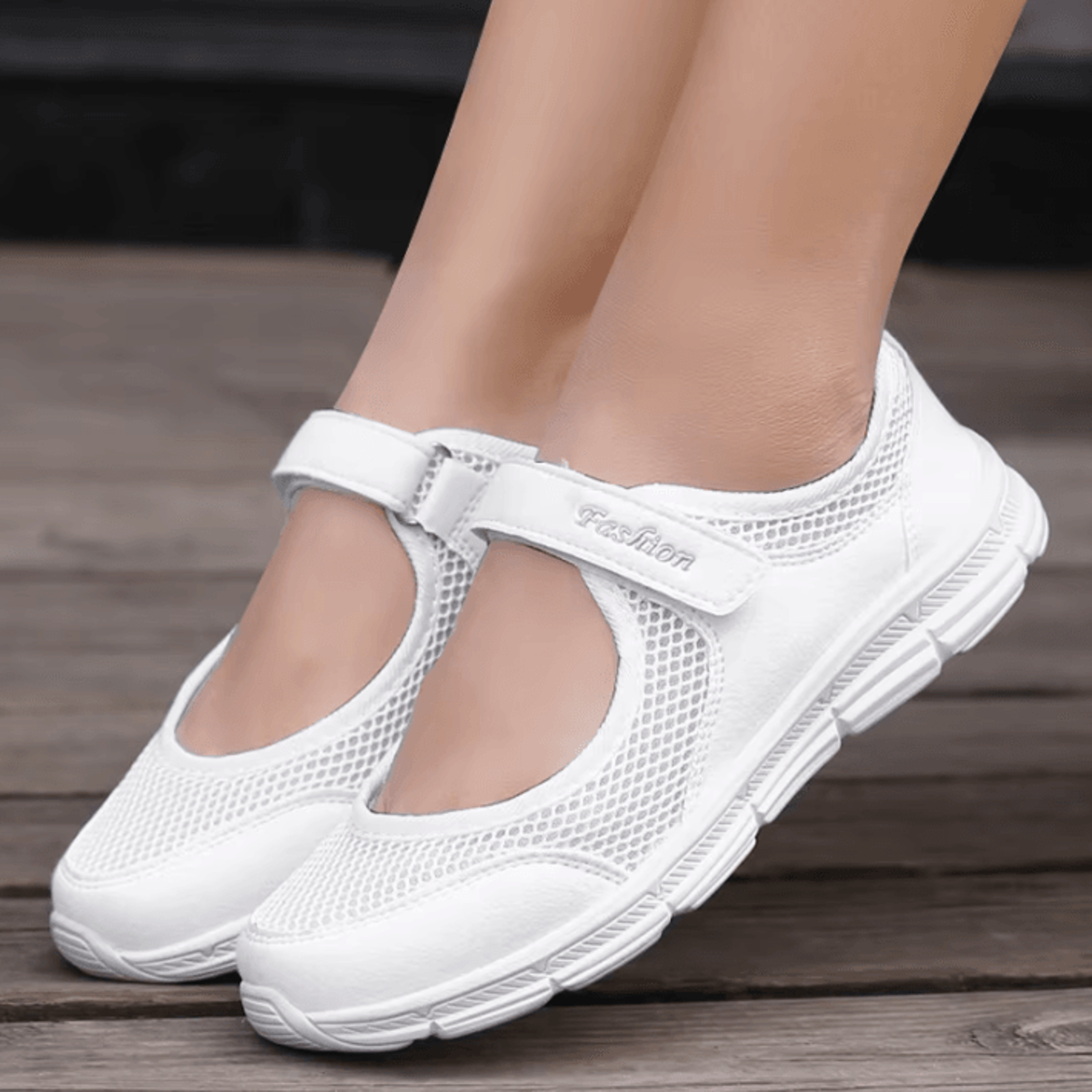 Womens Breathable Mesh Sneakers  White Vulcanized Casual Walking And Work Shoes 1