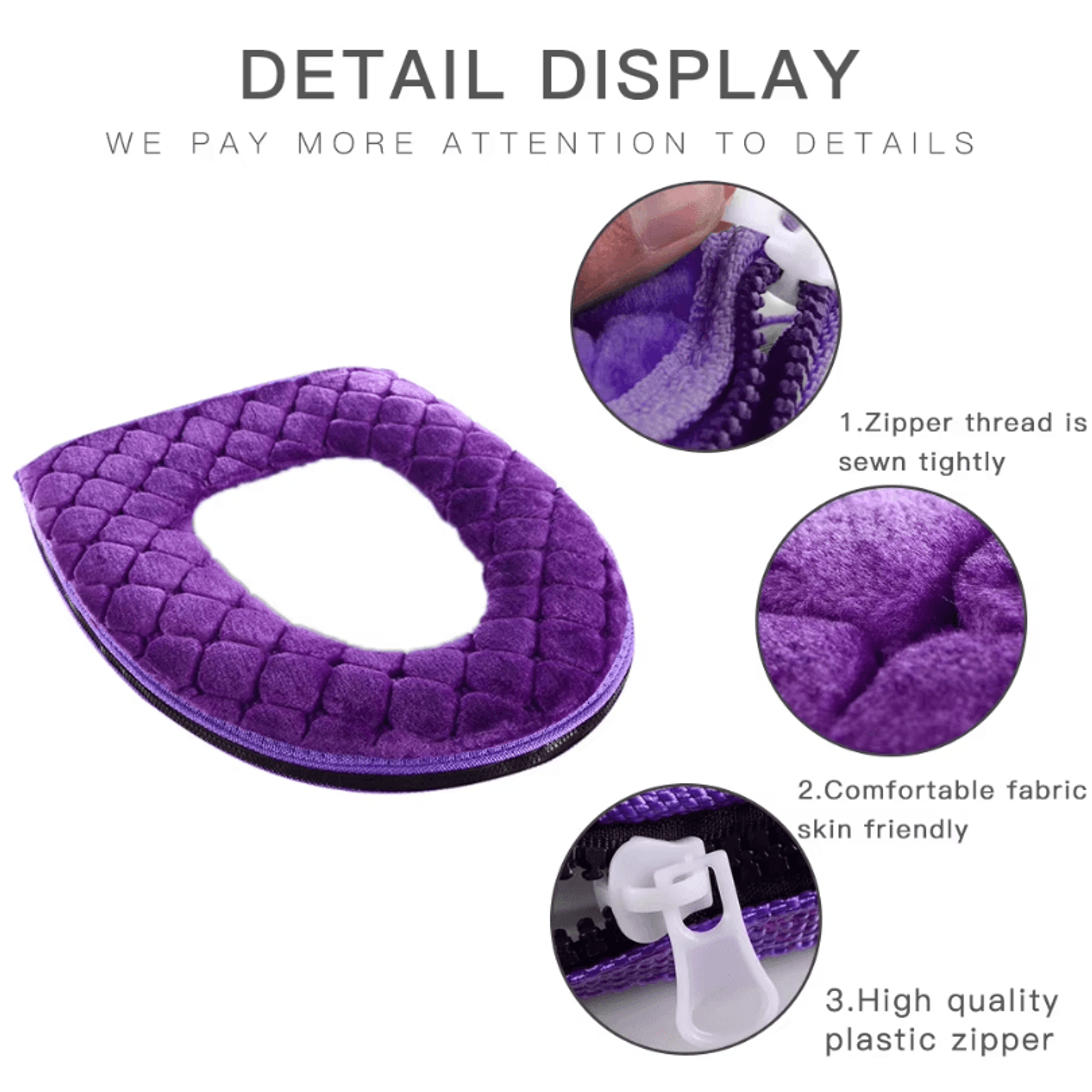 Plush Winter Warm Toilet Seat Cushion  Washable OShaped Toilet Lid Cover 1457 By 1732 In 3