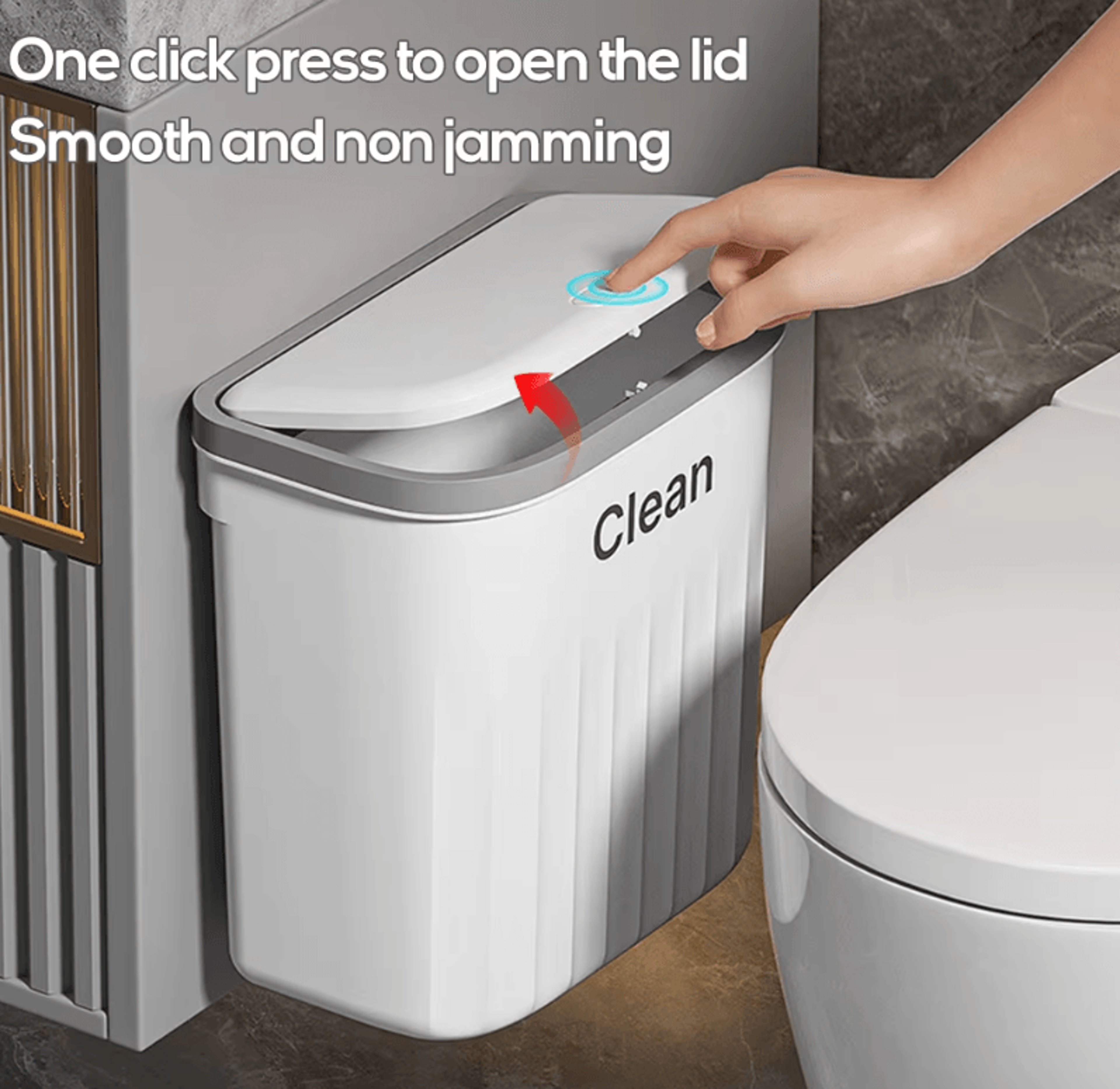 1216L Wall Mounted Press Type Trash Can  Bathroom  Kitchen Garbage Bin With Lid 1