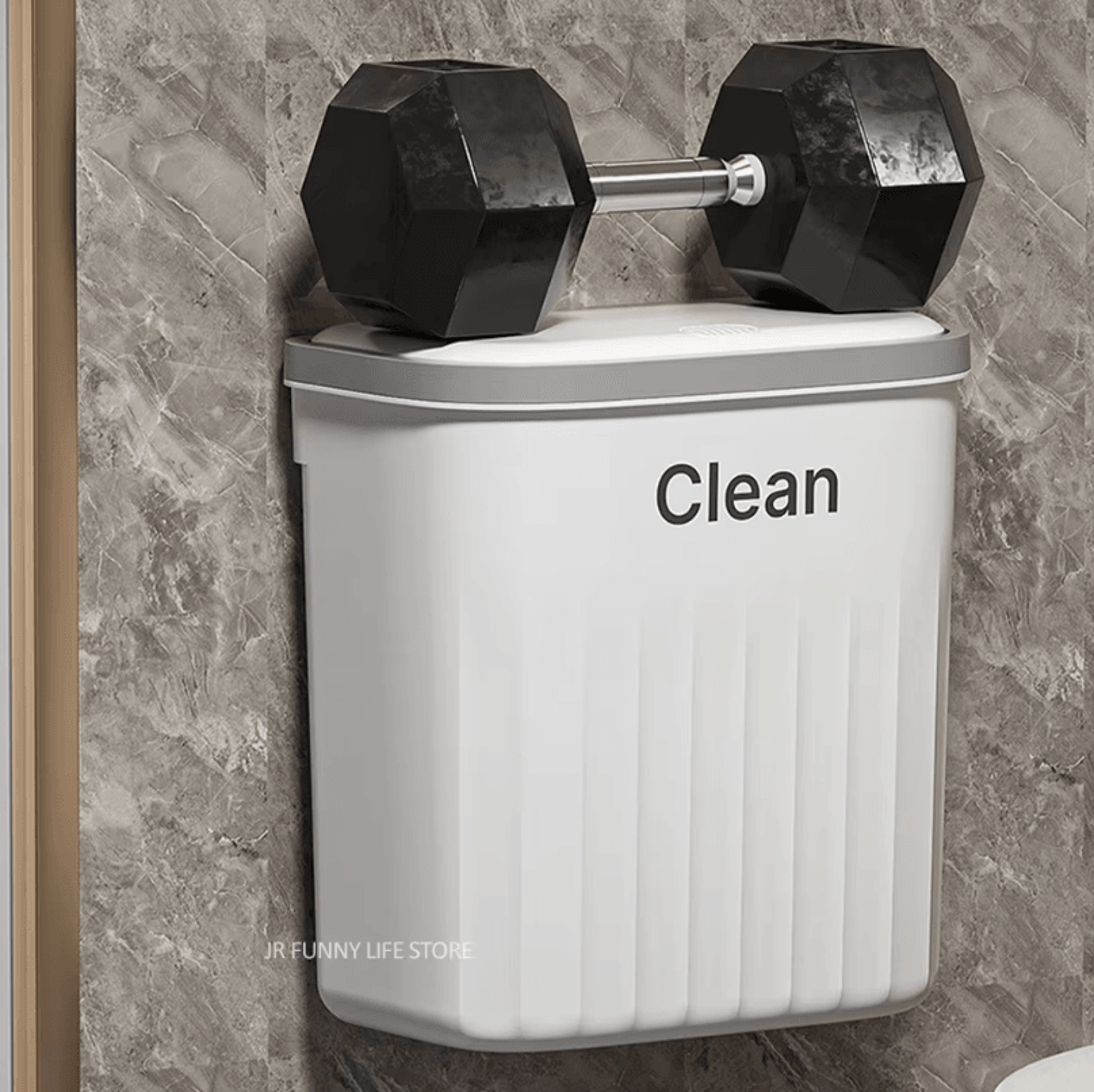 1216L Wall Mounted Press Type Trash Can  Bathroom  Kitchen Garbage Bin With Lid 4