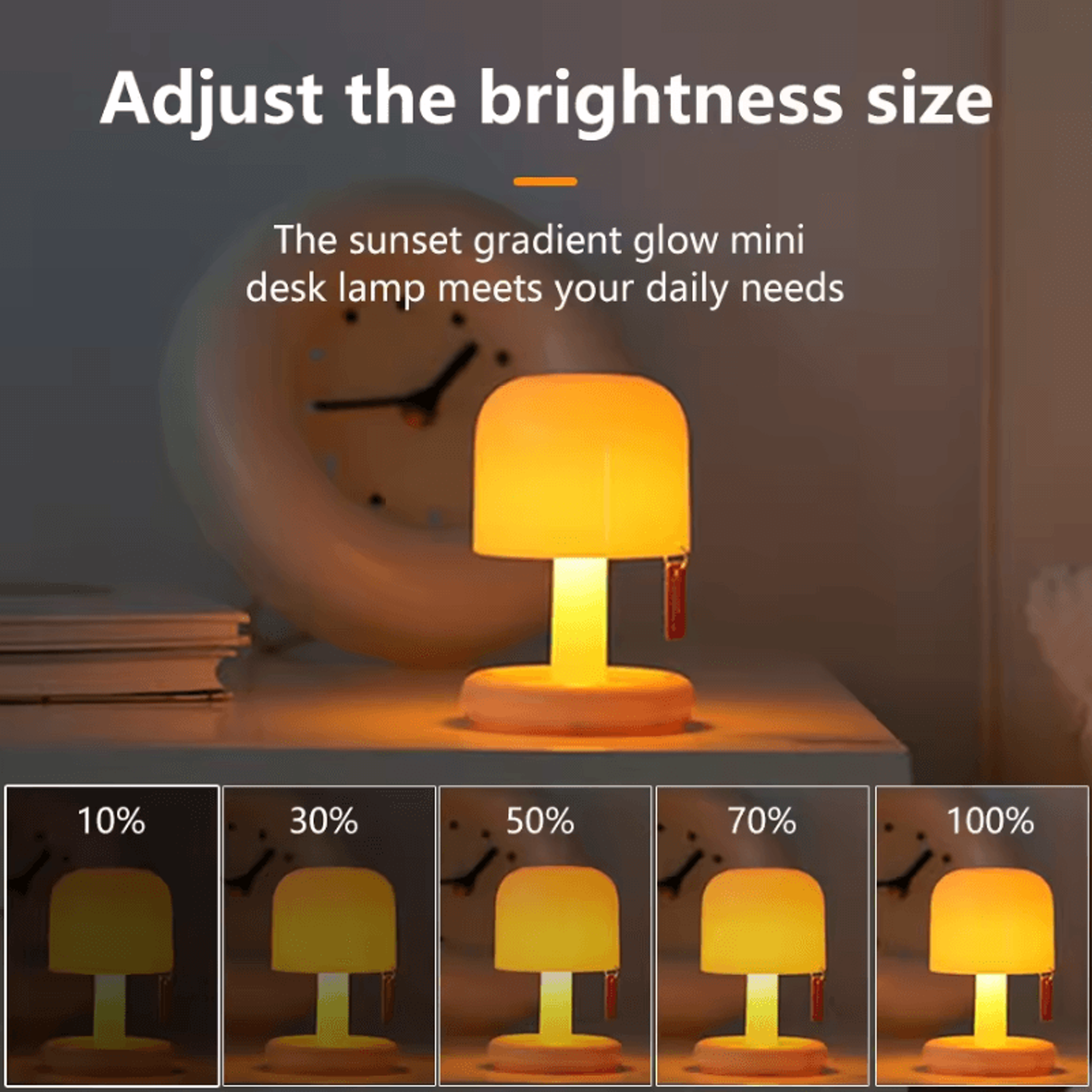 MushroomGlow USB Rechargeable LED Mood Lamp  Mini Sunset Night Light Table  Bedside Decor 2