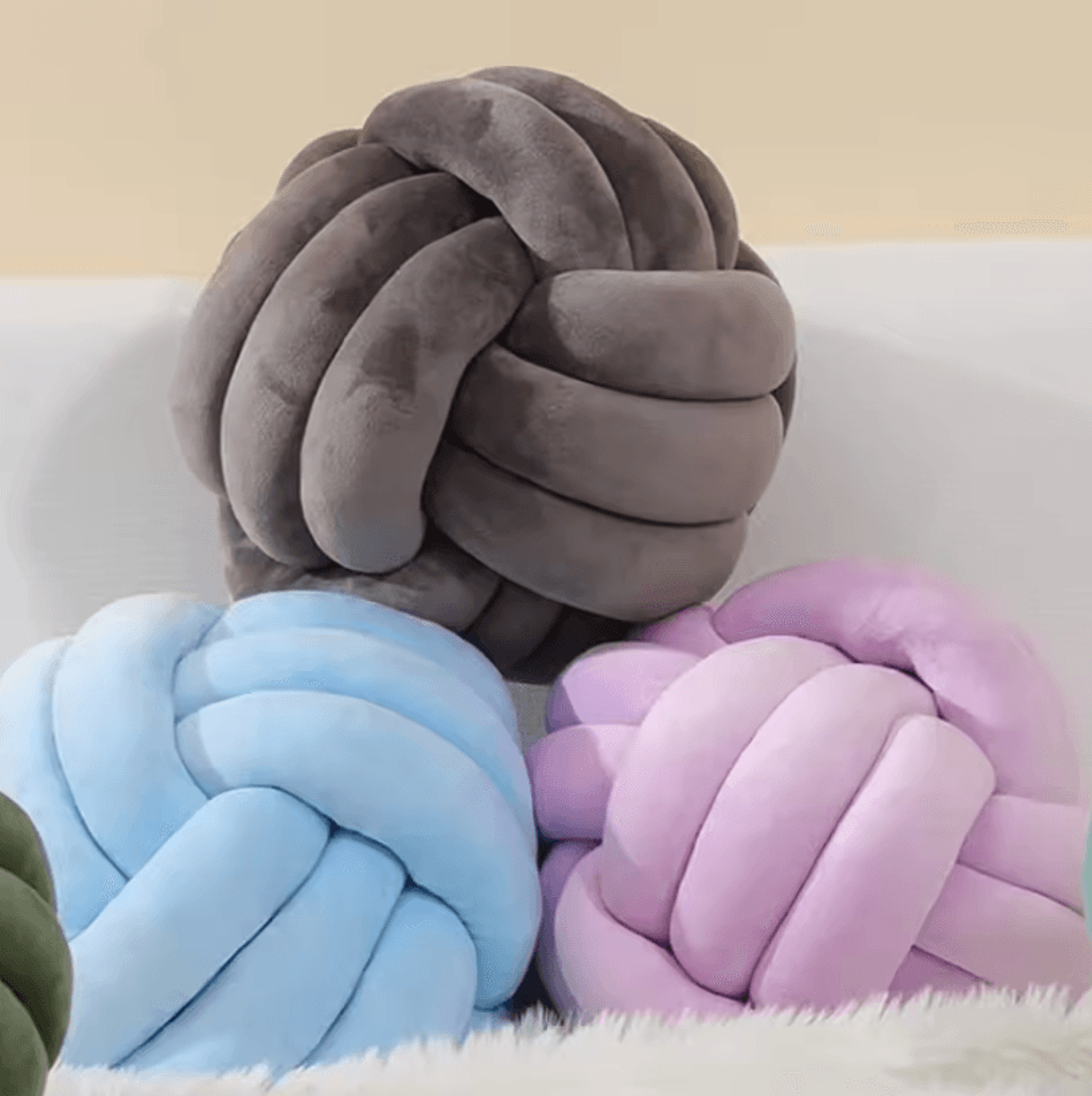 LilacKnot Aesthetic Knot Globe Cushion  Nordic Plush Decorative Pillow For Sofa  Bedroom 1