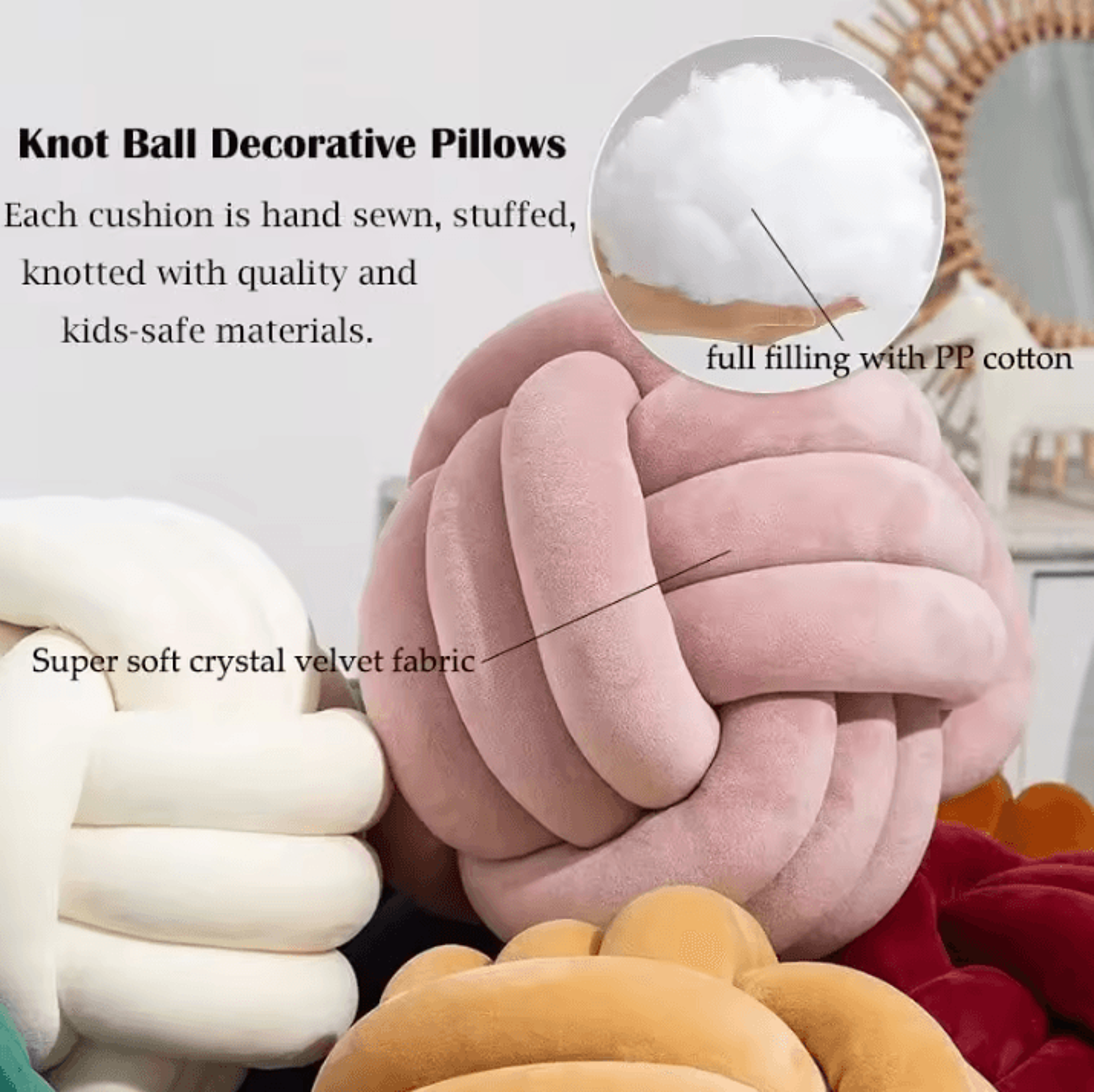LilacKnot Aesthetic Knot Globe Cushion  Nordic Plush Decorative Pillow For Sofa  Bedroom 2