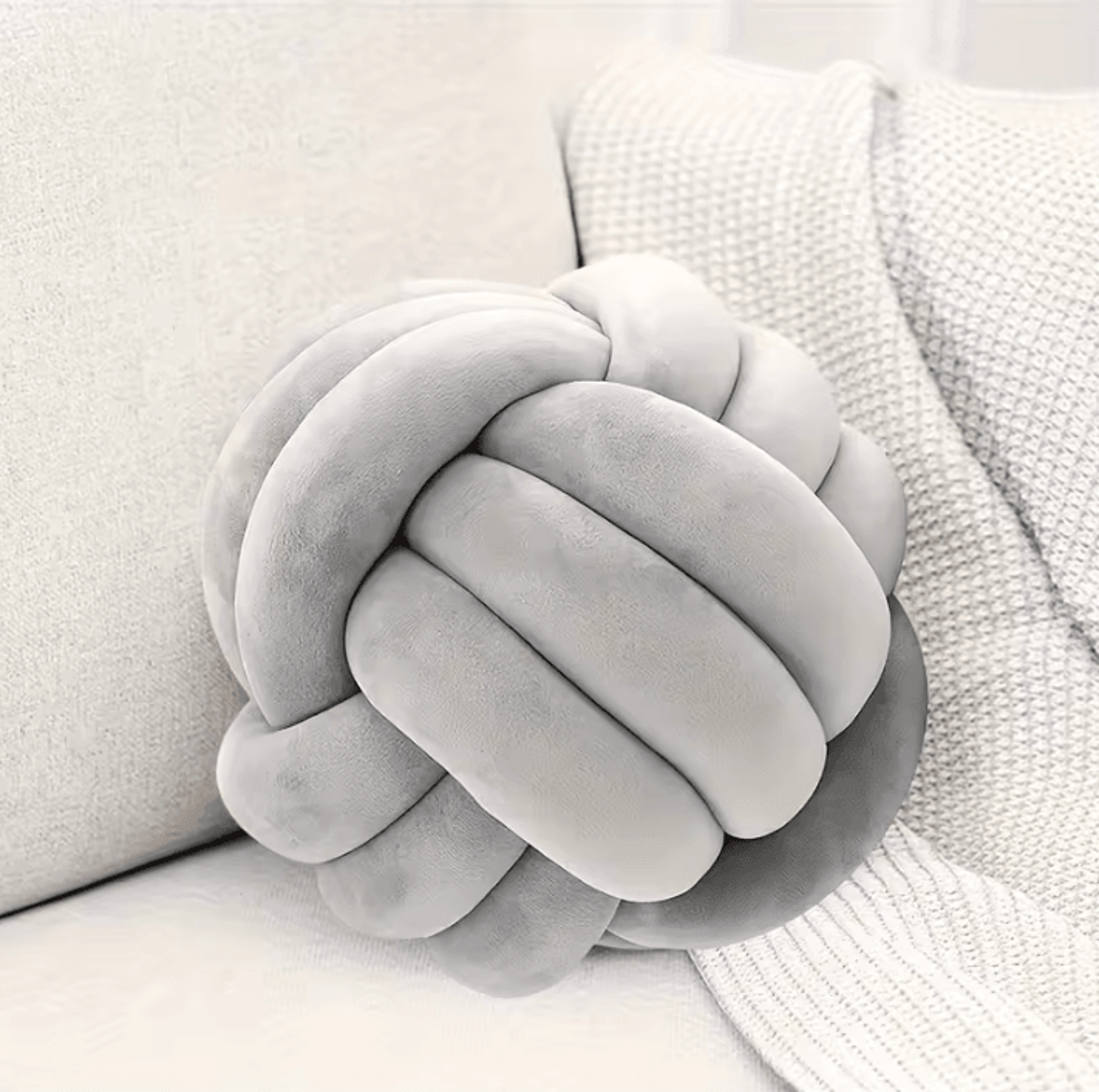 KnotSphere 9x9Inch Knotted Ball Throw Pillow  Plush Round Decorative Cushion For Sofa  Bedroom 8