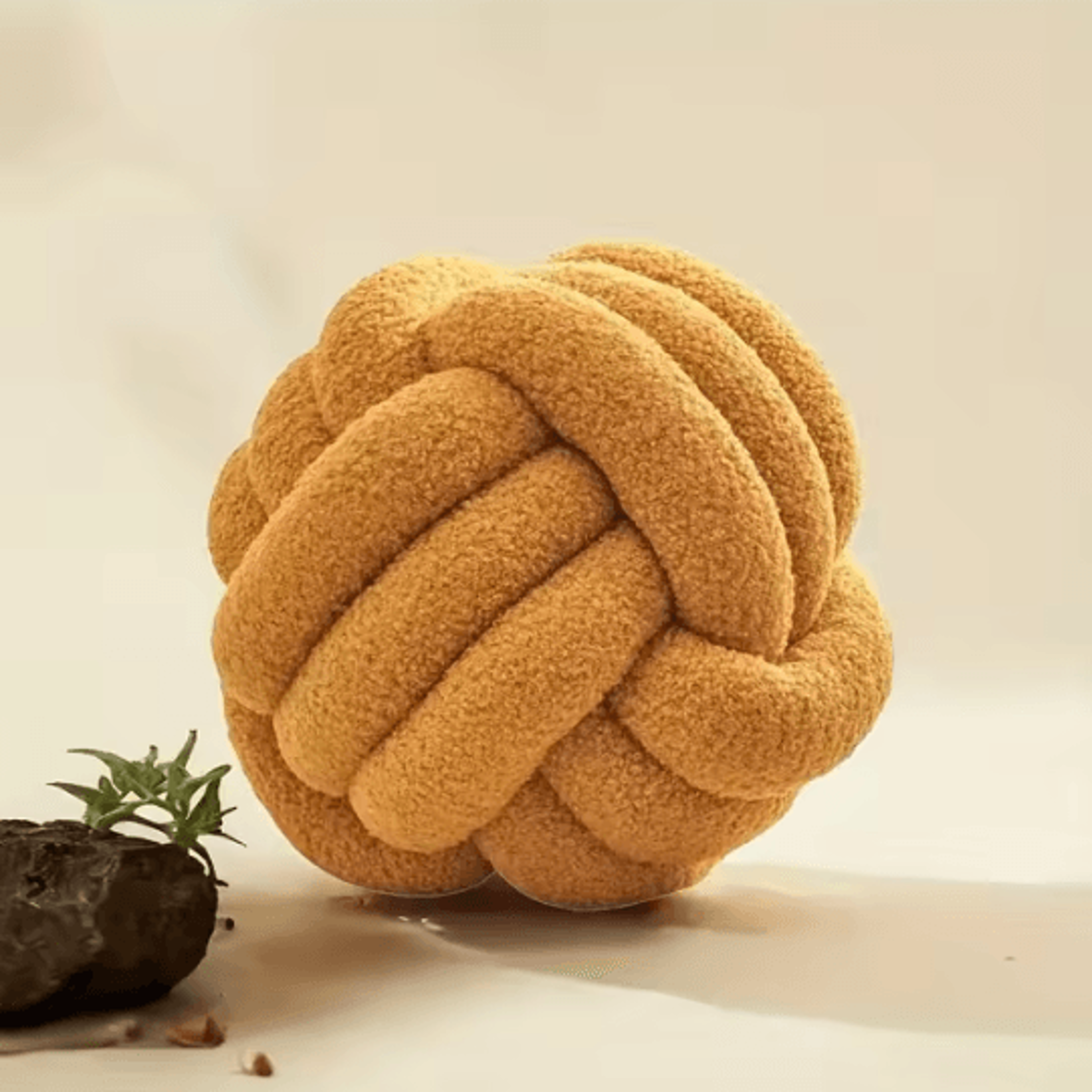 CozyKnot Woven Ball Cushion With Backrest  Plush Round Decorative Pillow For Sofa  Bed 5