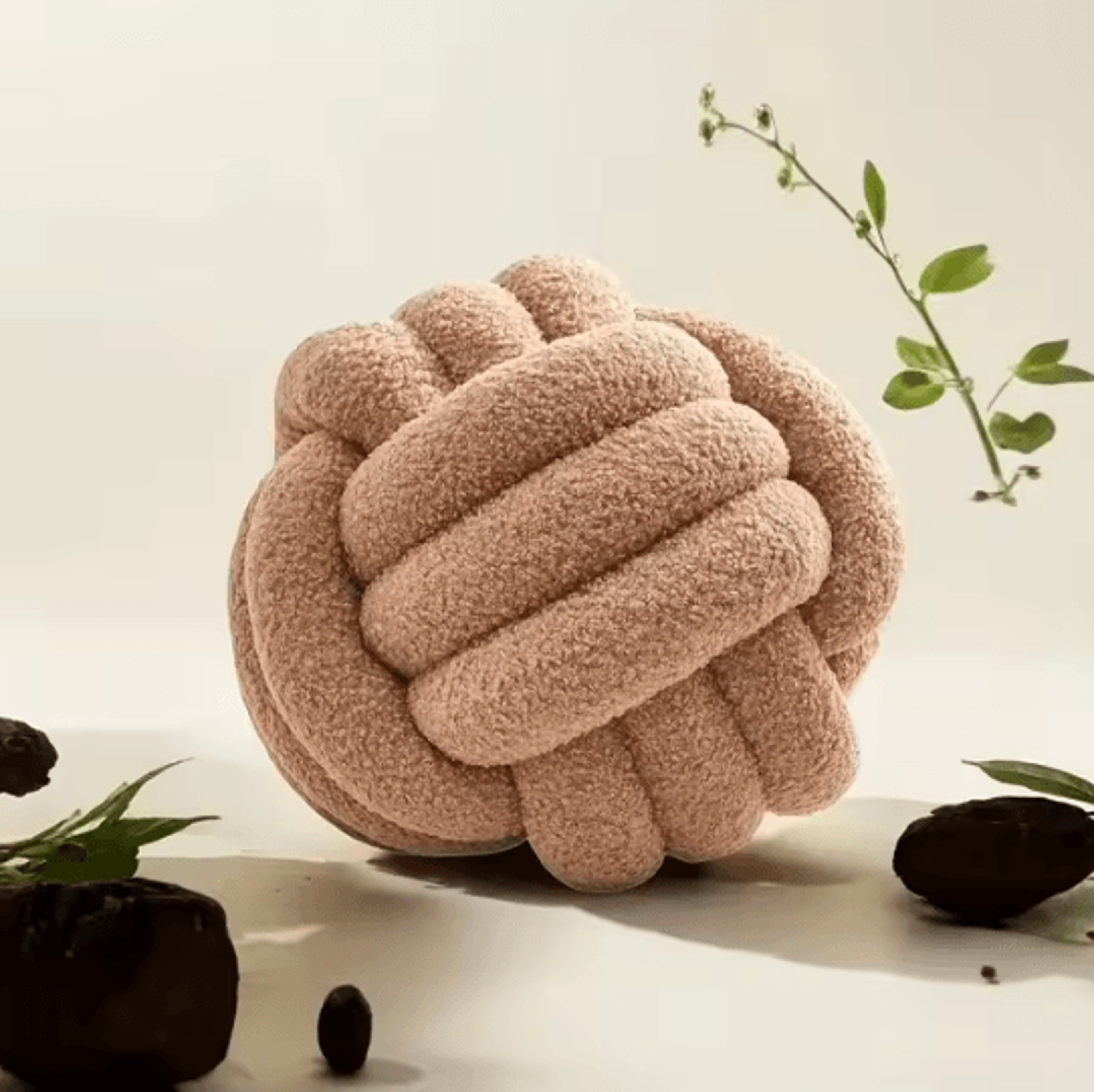 CozyKnot Woven Ball Cushion With Backrest  Plush Round Decorative Pillow For Sofa  Bed 7