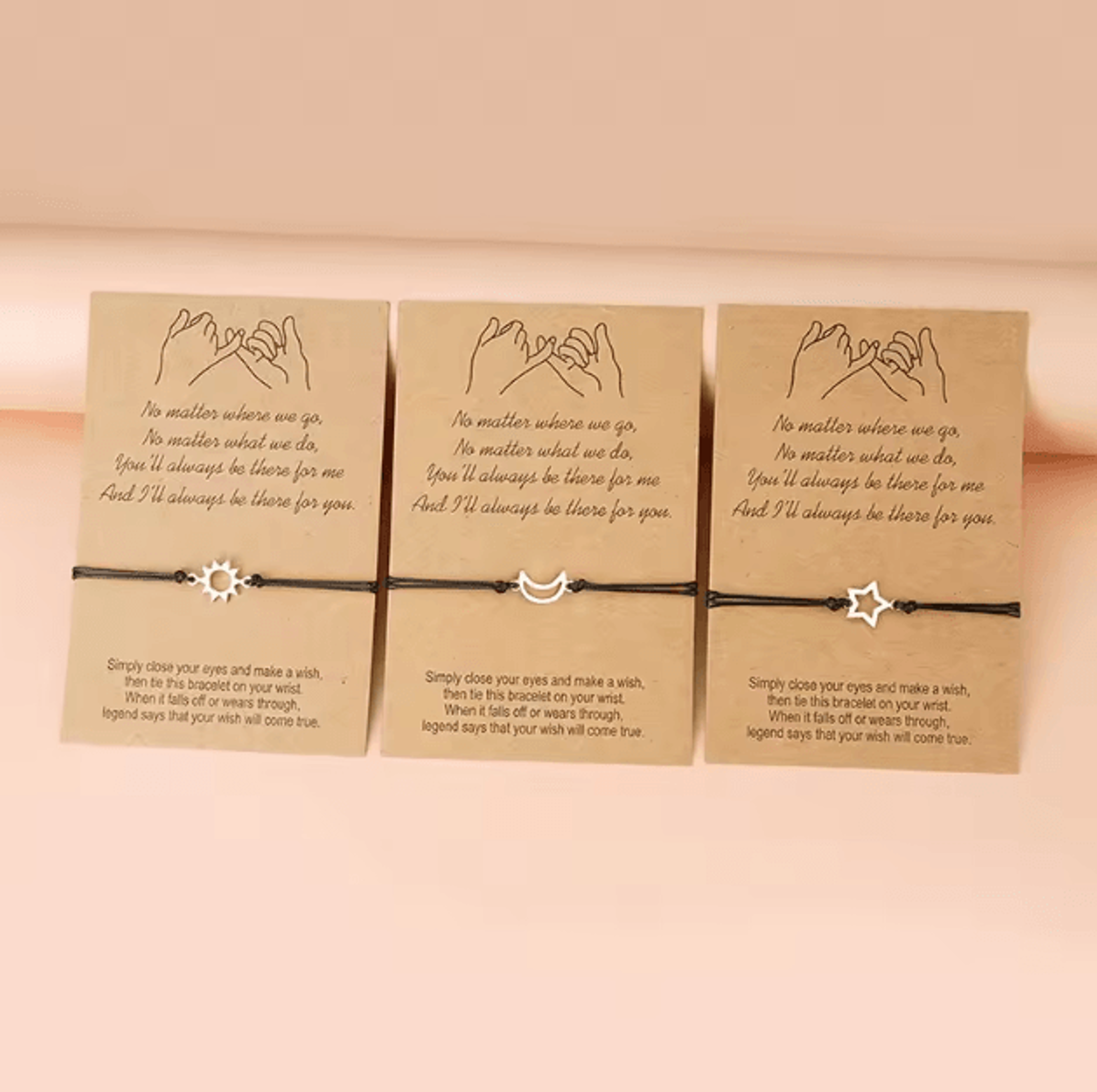 FriendLink 3PCS Friendship Bracelet Set  Long Distance Promise Cards Gift For Best Friends  Sisters 6