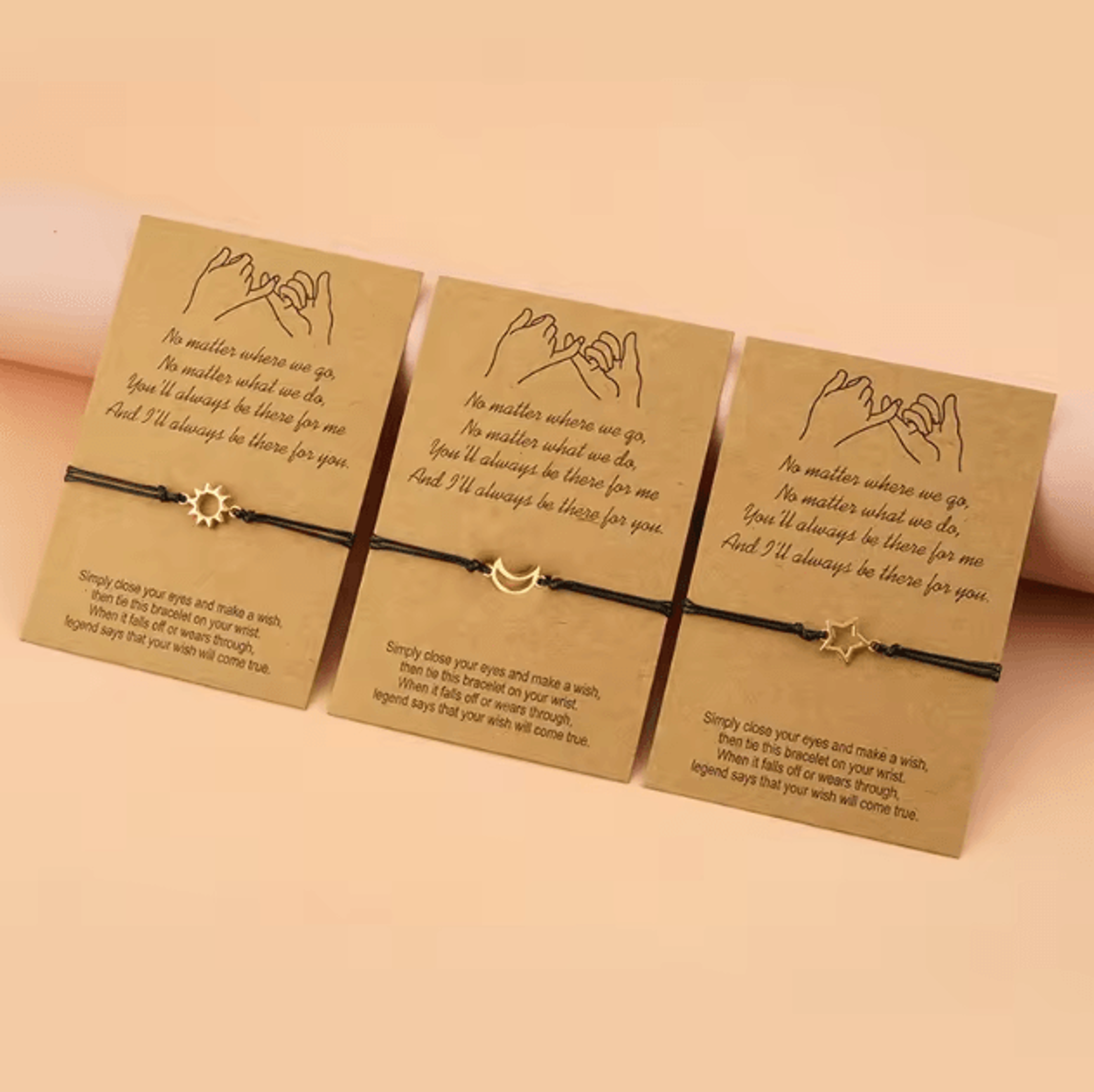 FriendLink 3PCS Friendship Bracelet Set  Long Distance Promise Cards Gift For Best Friends  Sisters 7