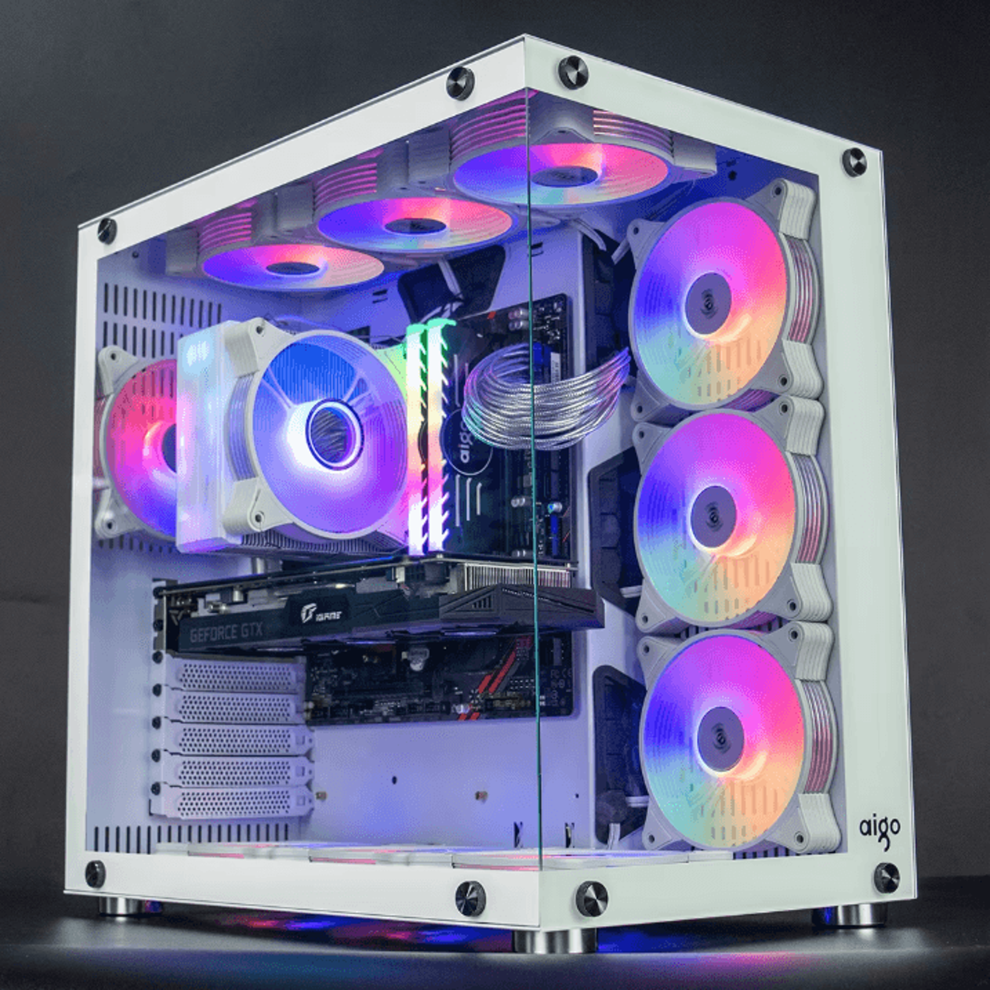 Aigo AR12 120 Mm ARGB PC Case Fan  Adjustable RGB LED Cooling Fan With 6Pin Connector 4