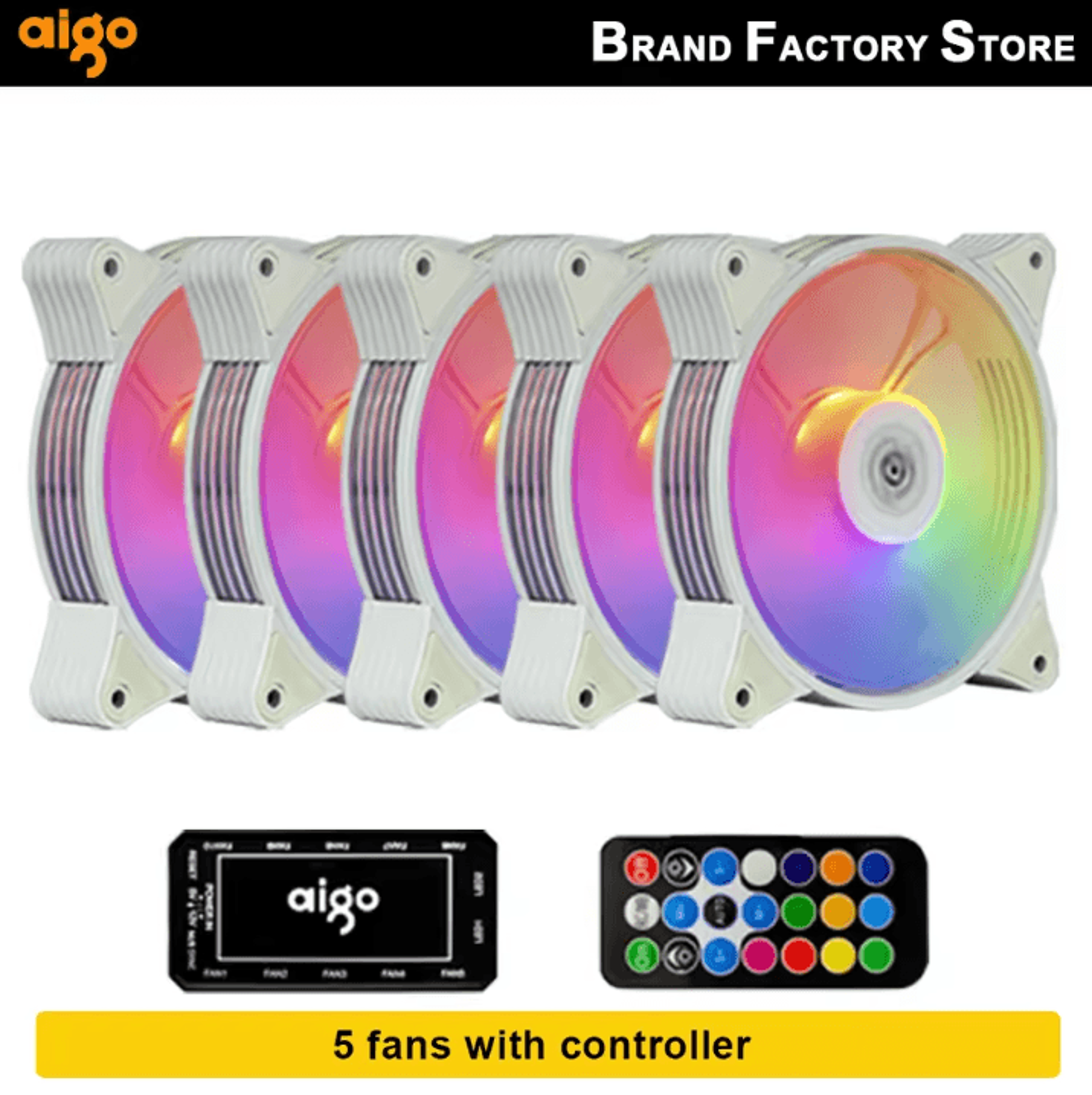 Aigo AR12 120 Mm ARGB PC Case Fan  Adjustable RGB LED Cooling Fan With 6Pin Connector 7