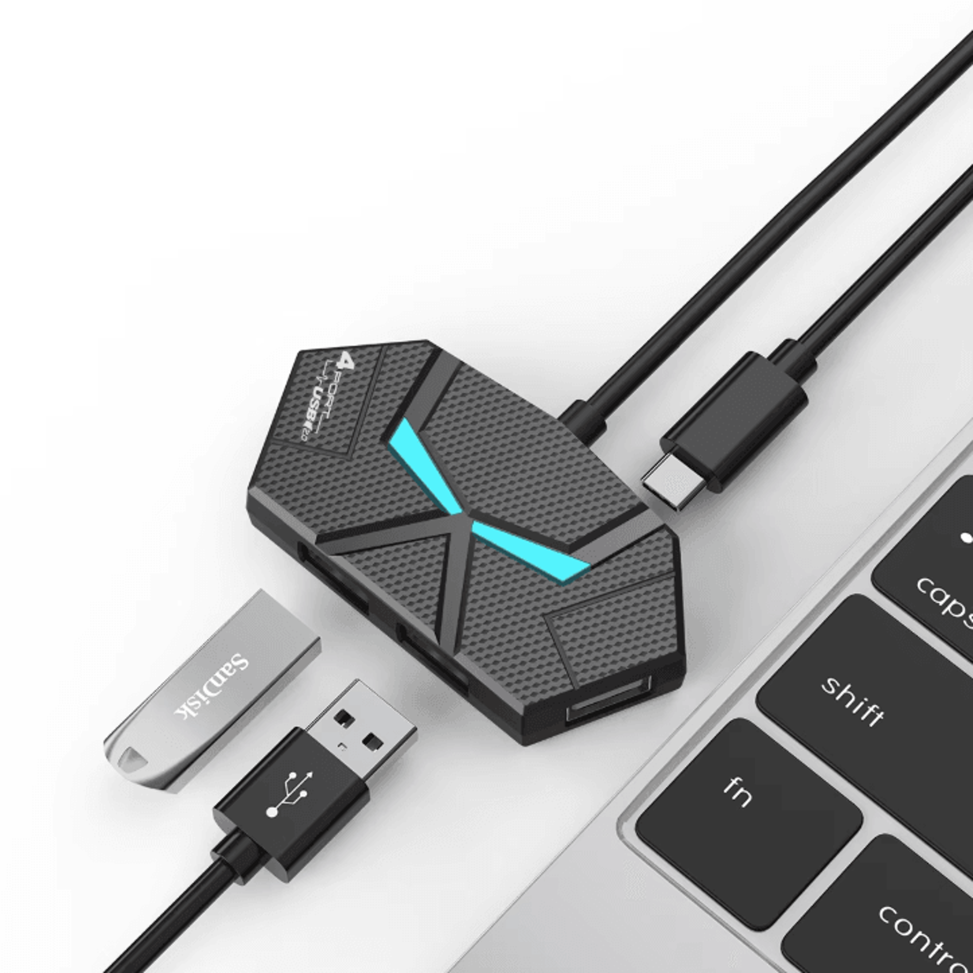 06CM12M HUB 7port Compatible USB20 Expansion Splitter Laptop Connect Hard Drive Computer TYPEC Stab 2