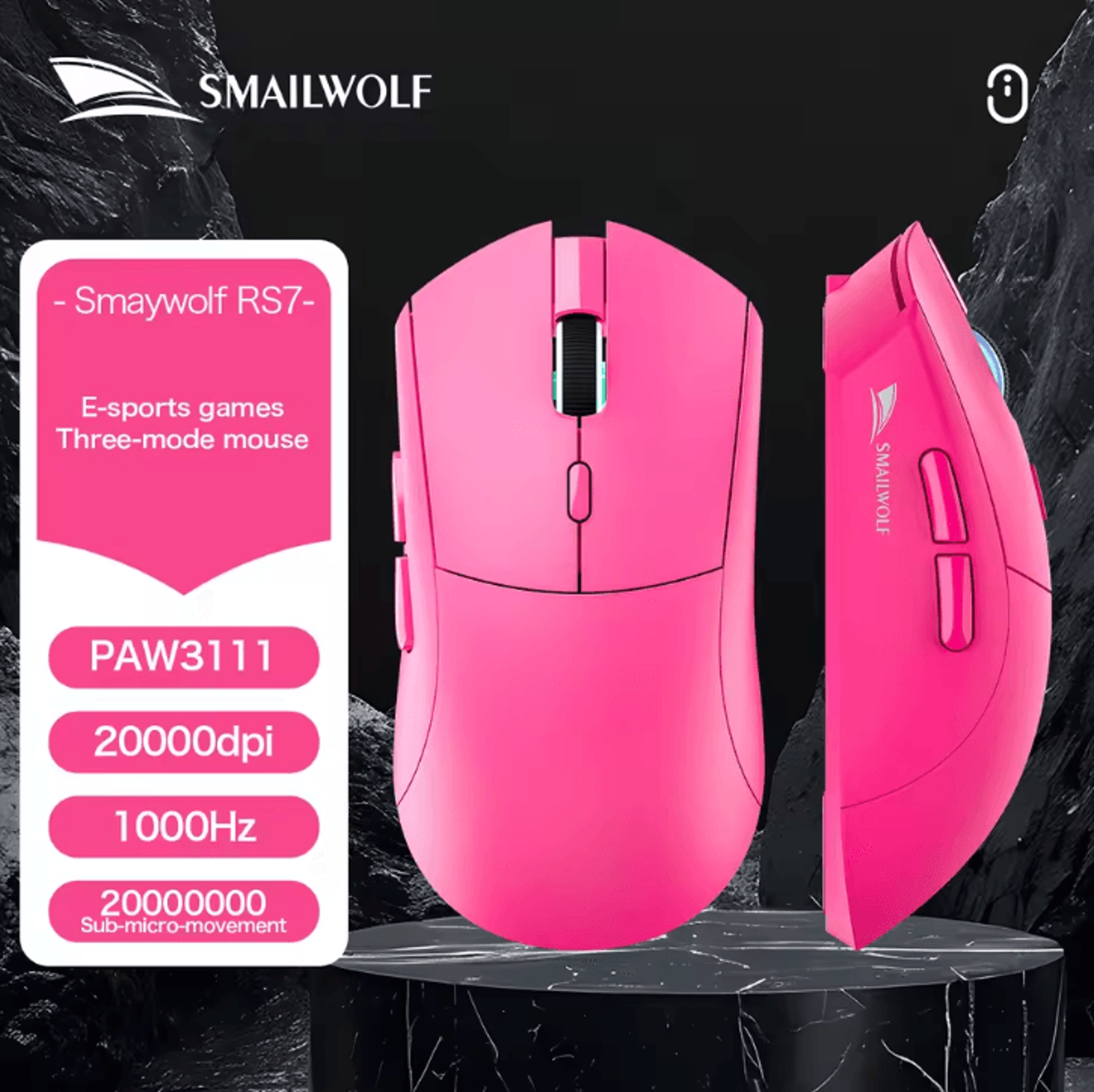 SMAILWOLF RS7  Bluetooth Wireless Gaming Mouse PAW3311 20000 DPI Macro Driver For PC  Laptop 7