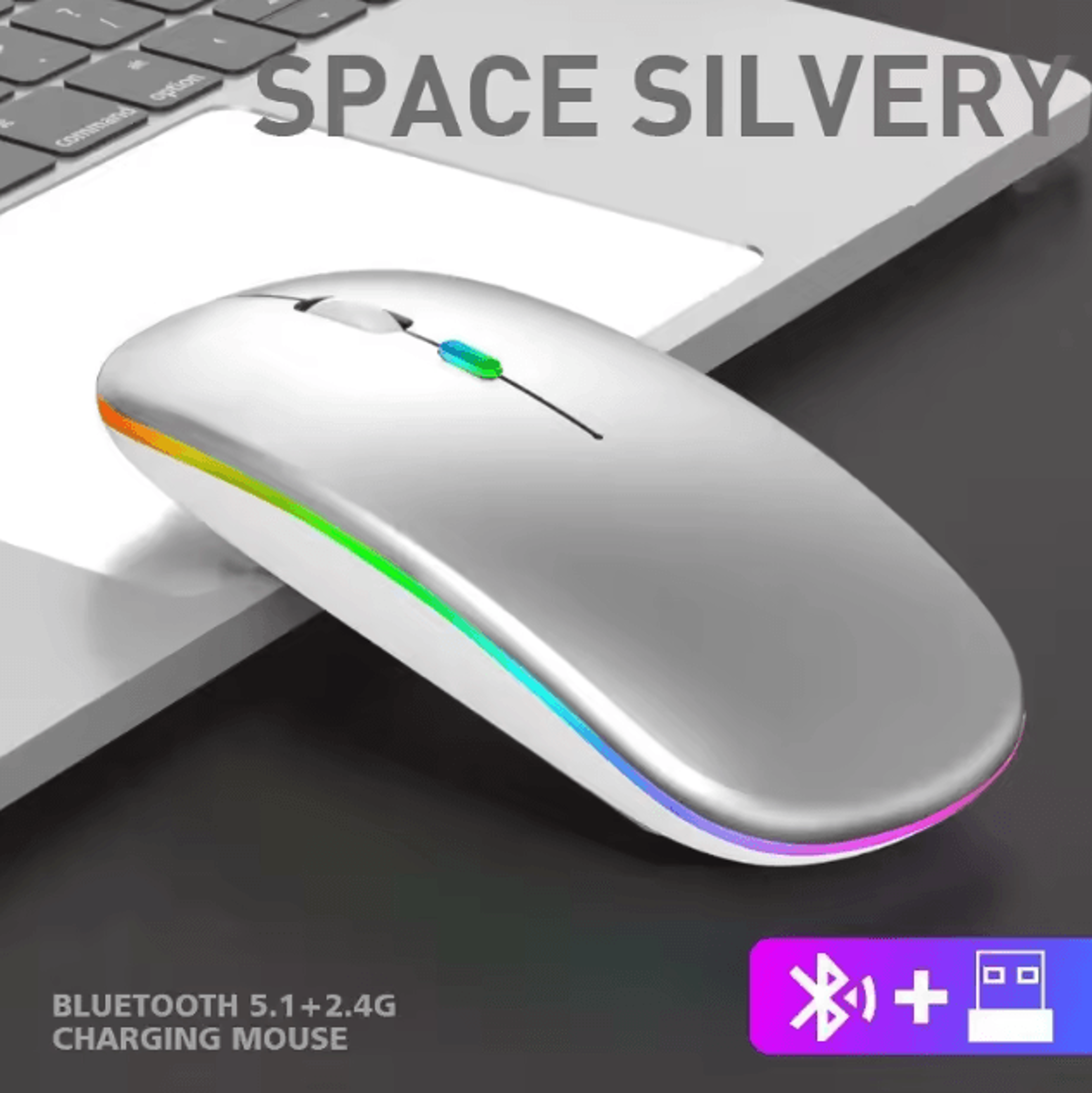 LumiWave 52 Wireless Bluetooth Gaming Mouse  USB Charging  24 GHz Portable Mouse 4