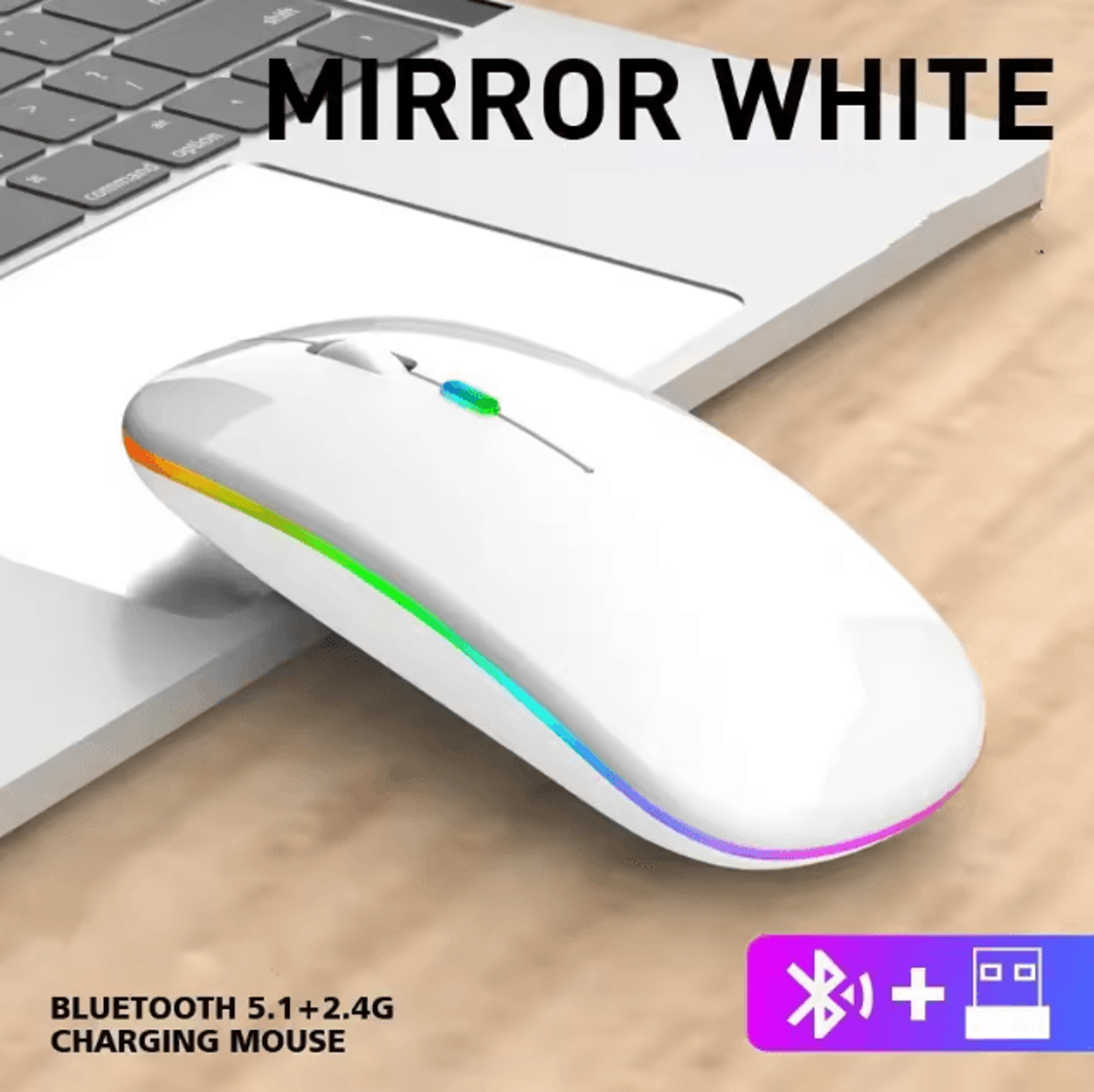 LumiWave 52 Wireless Bluetooth Gaming Mouse  USB Charging  24 GHz Portable Mouse 5