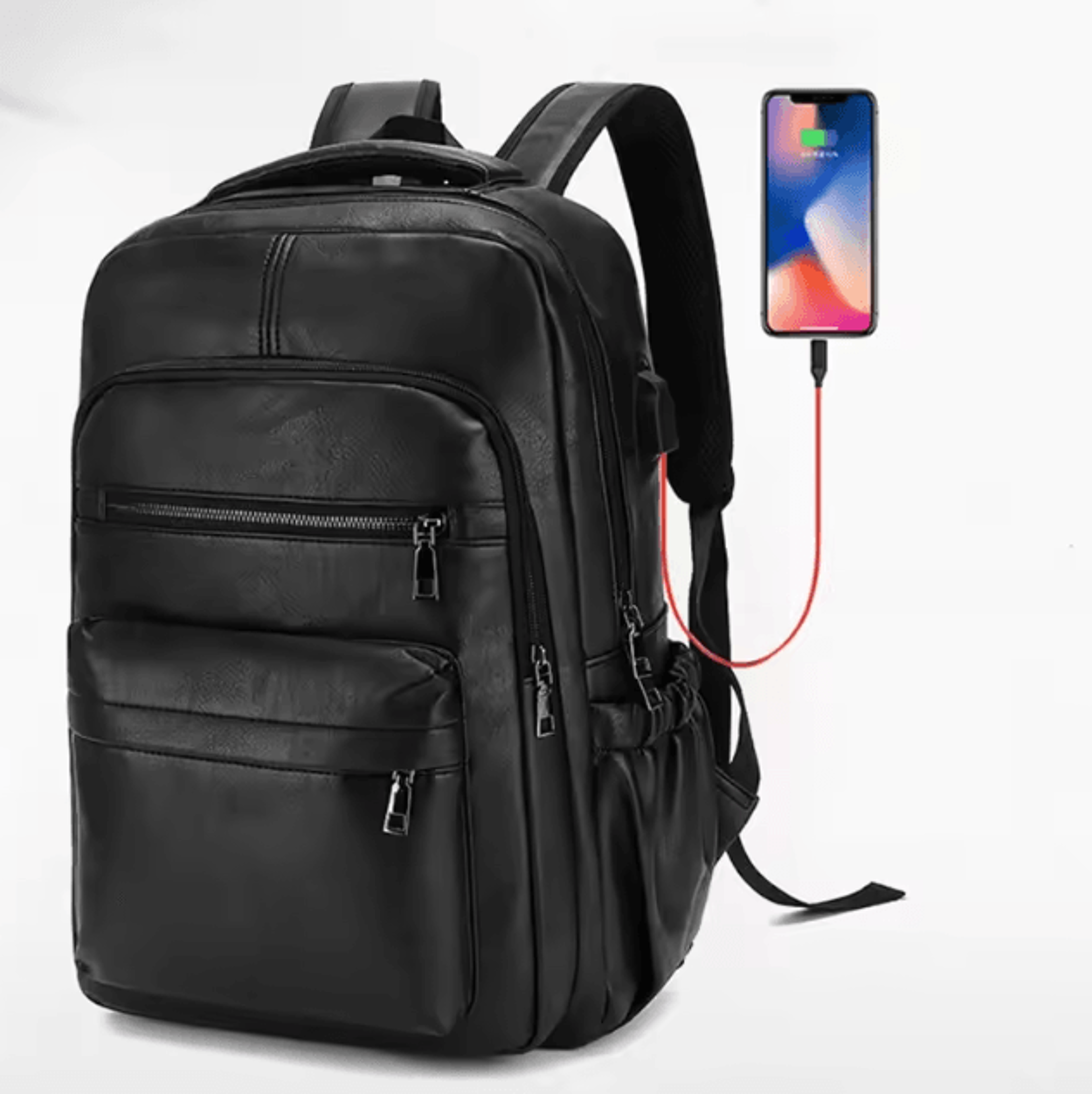UrbanEdge USB Charging PU Leather Laptop Backpack  Large Capacity Computer  School Bag For Teenage  0