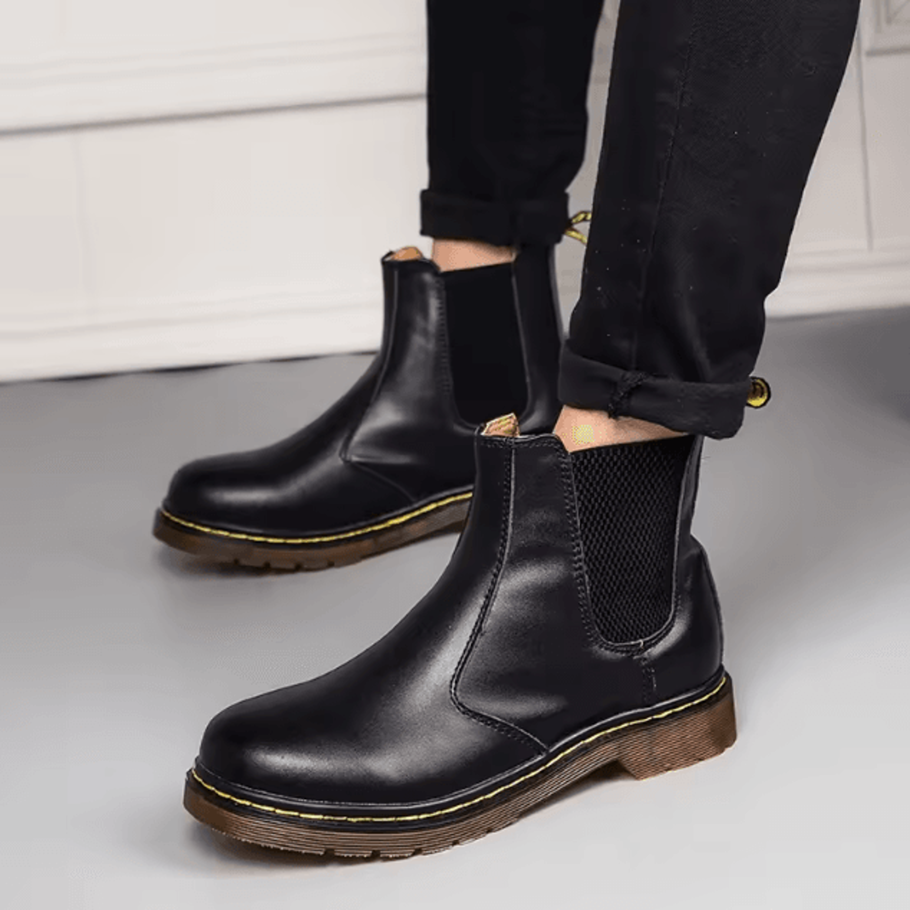EdgeStride Unisex Leather Chelsea Boots  Autumn Breathable Ankle Platform Shoes 2