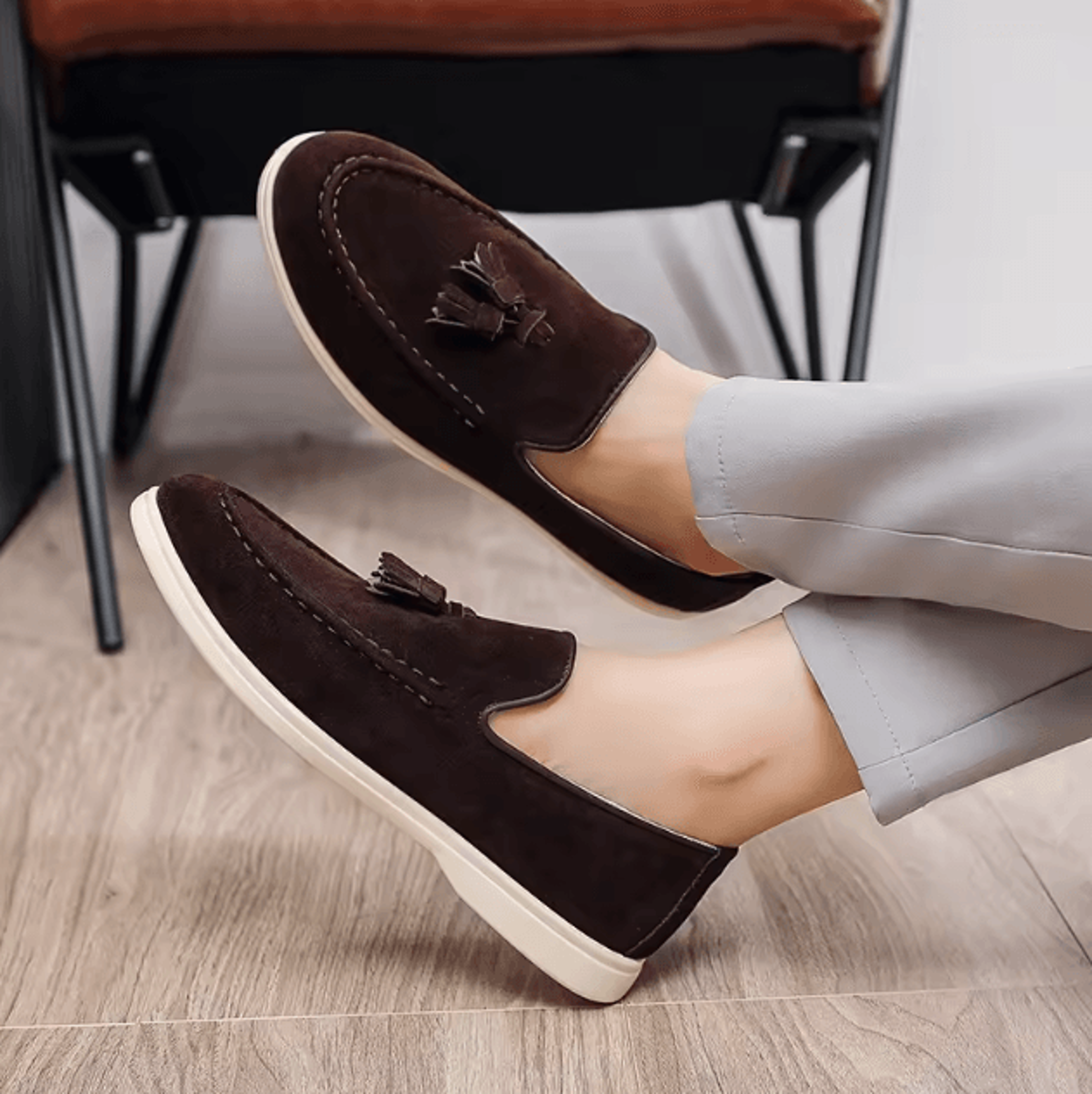 Men Suede Leather Classic Tassel Loafers Comfortable Casual Driving Flats 3