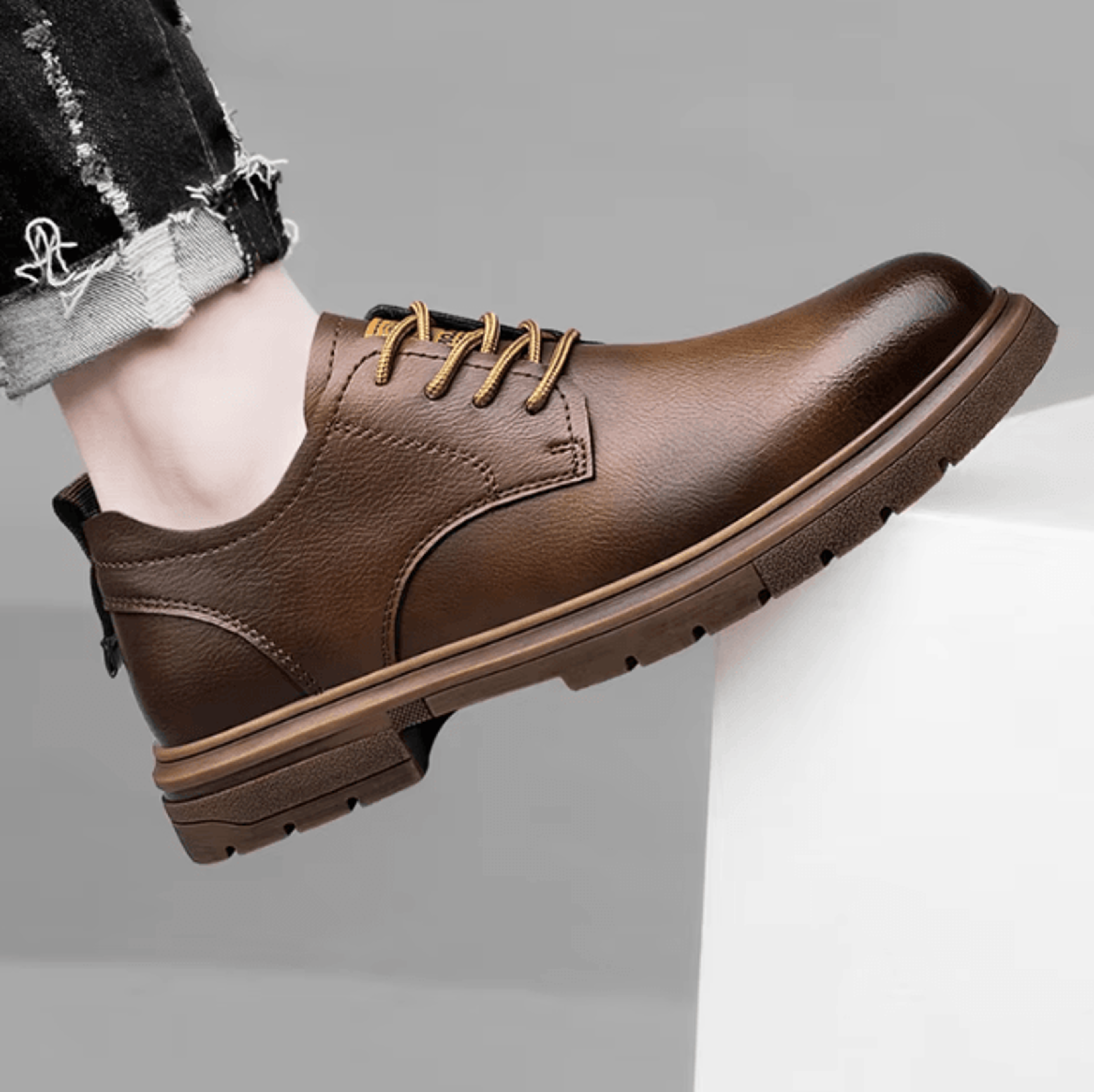 Mens Handmade Leather Casual Lace Up Shoes Comfortable Breathable Everyday Footwear 2
