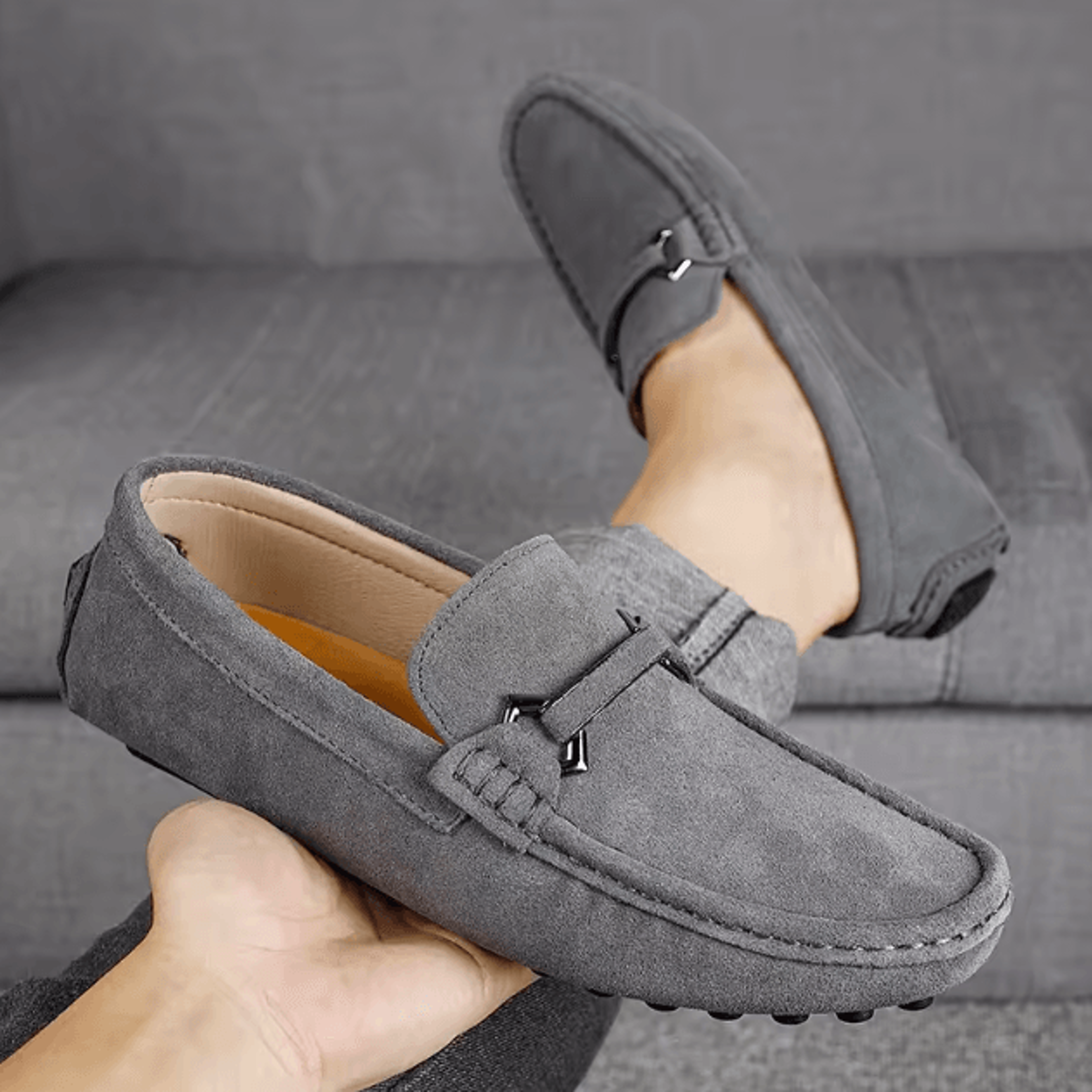 Genuine Leather Men Casual Loafers Breathable Comfortable Slip On Driving Shoes 2