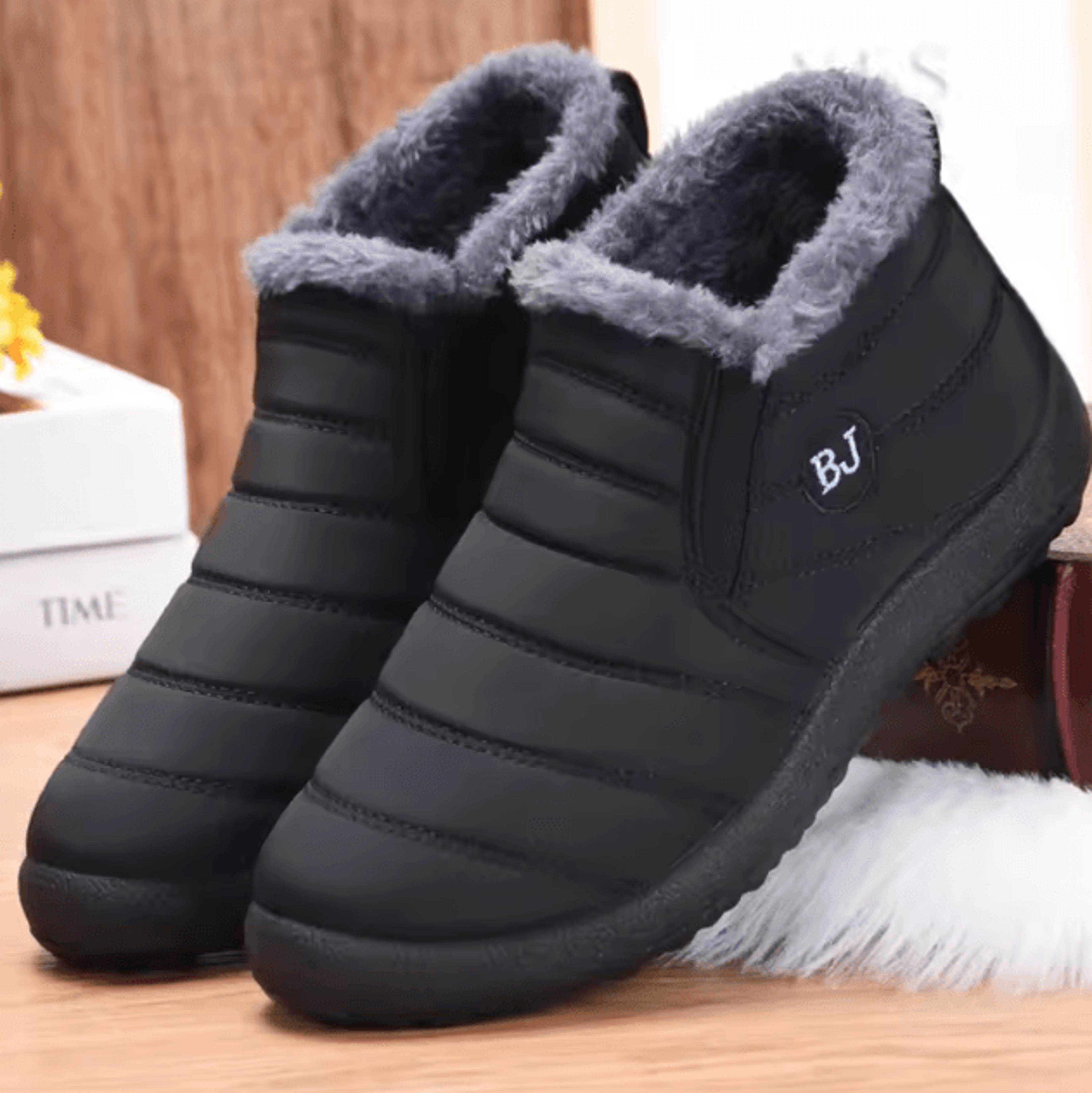 Men Winter Sneakers Comfortable Lightweight Fur Lined Casual Shoes 1