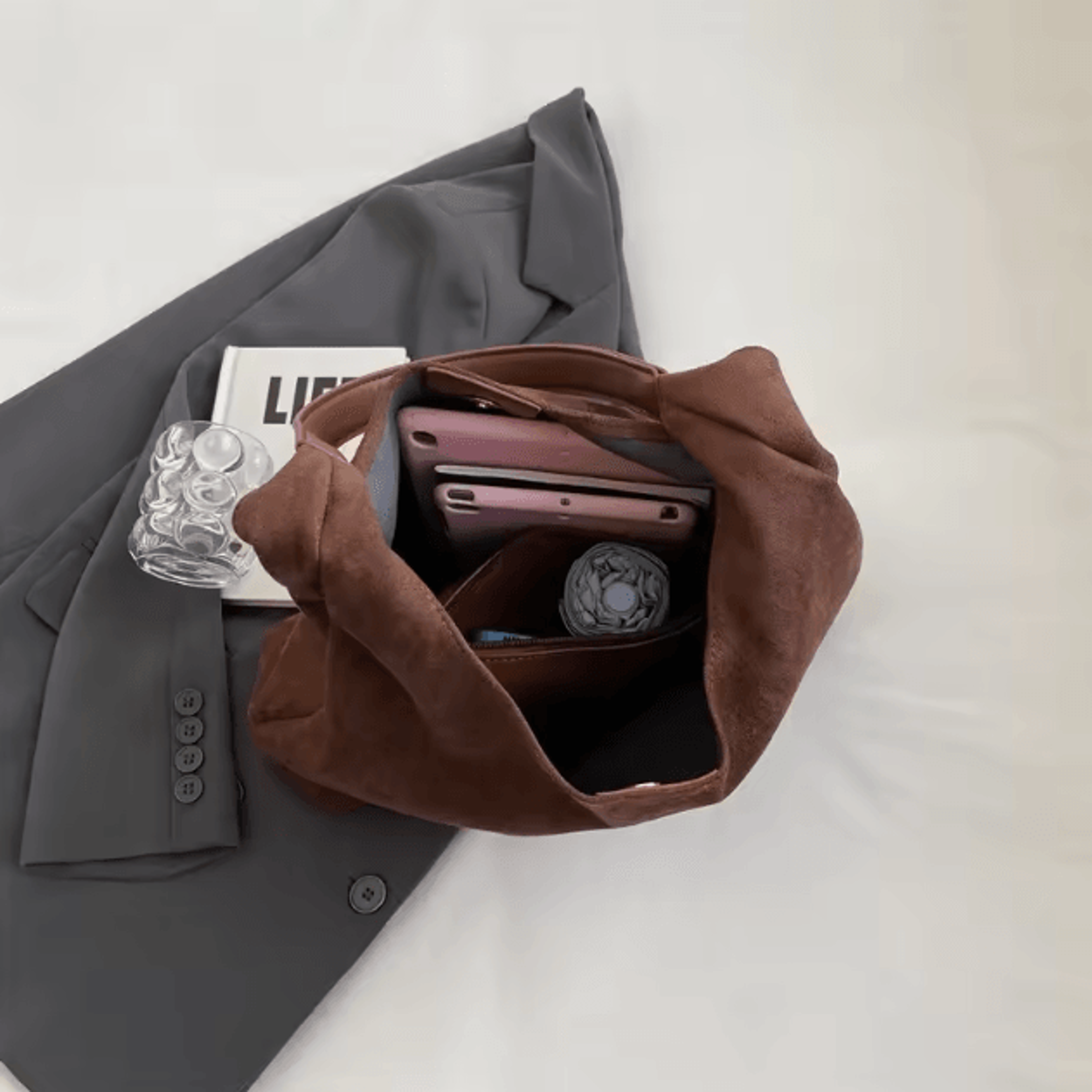 Autumn And Winter Vintage Suede Shoulder Bag Large Capacity Casual Commuter Handbag For Women 3