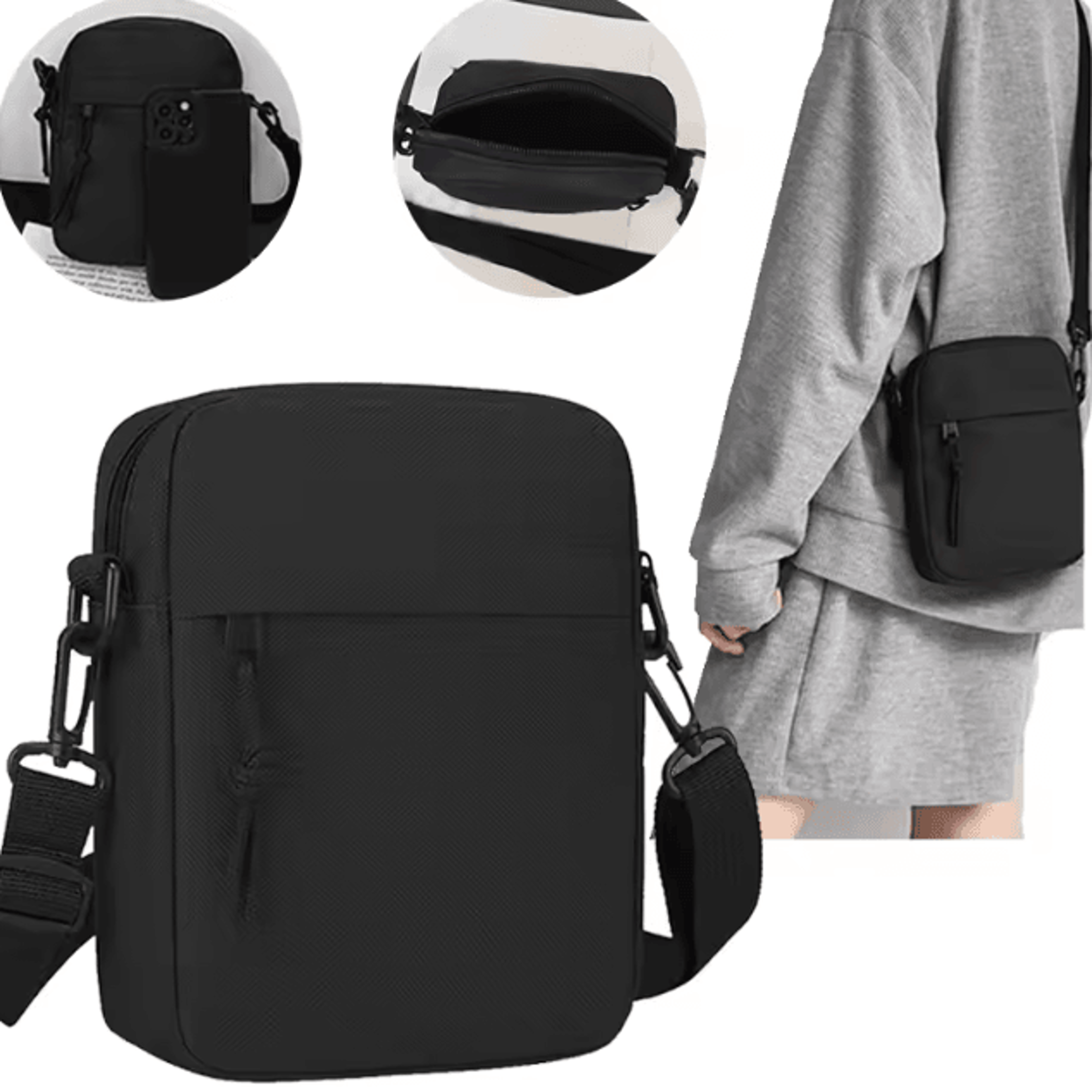 Solid Color Crossbody Shoulder Bag Lightweight Phone Sling Unisex Everyday Bag 0