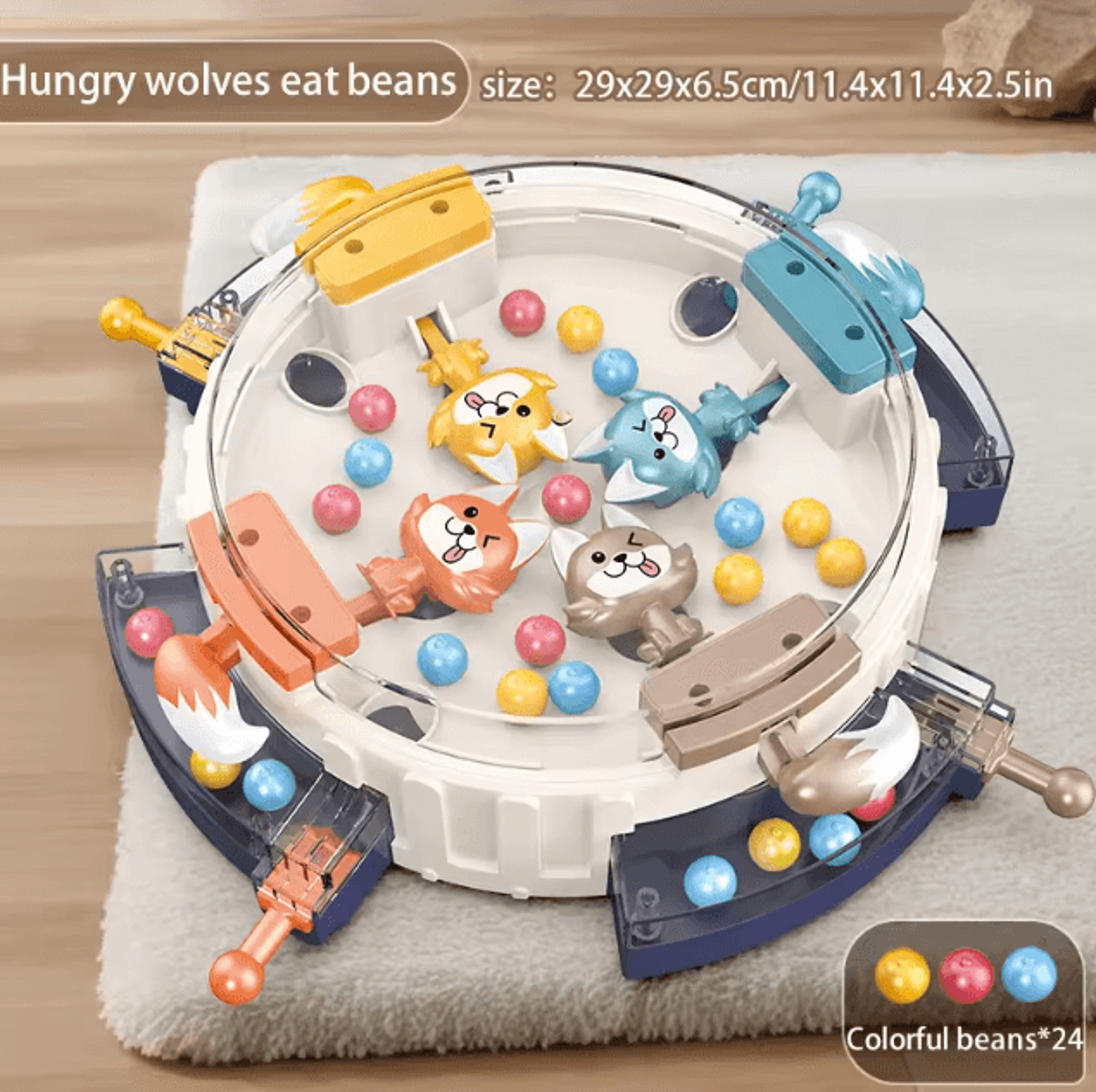 Family Interactive Desktop Game Hungry Wolf Eating Beans Challenge Puzzle 0