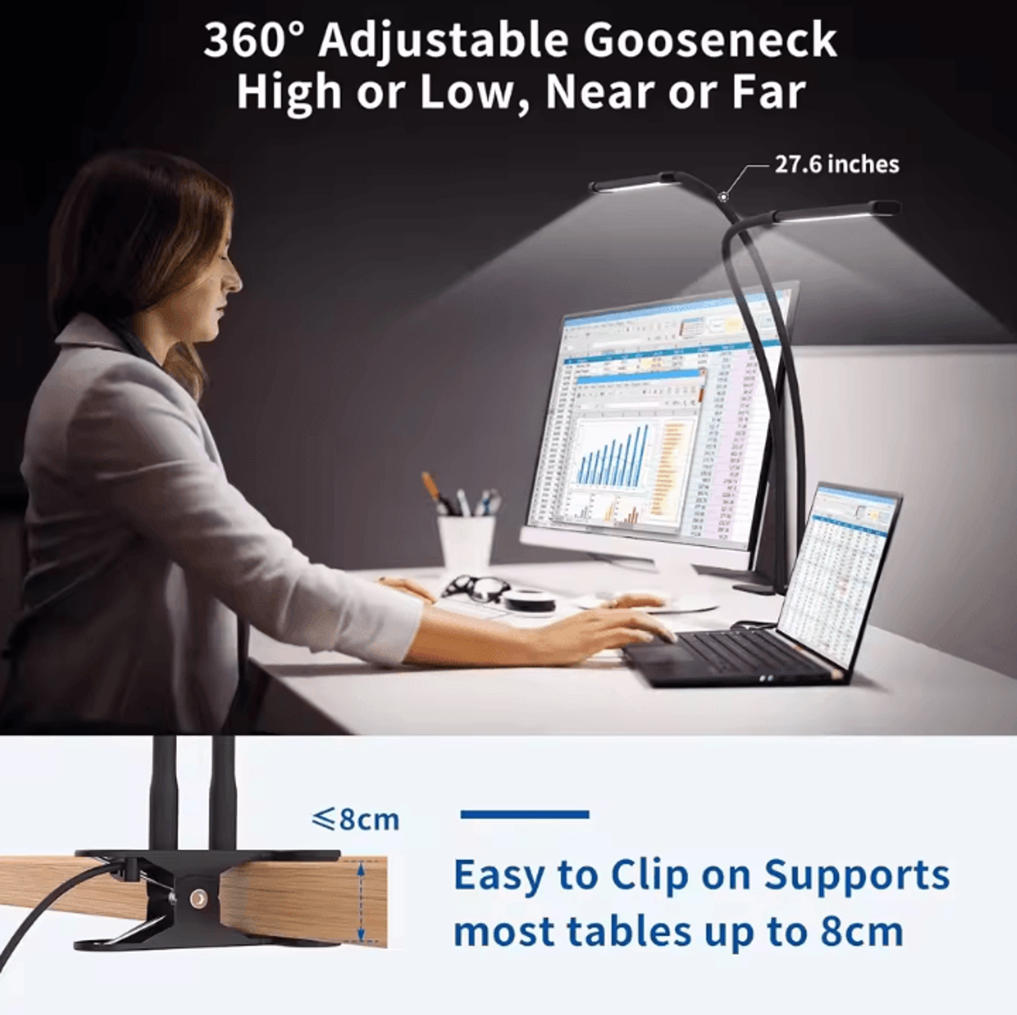 Portable Foldable Clip On LED Desk Lamp With Timer For Study Reading And Office 3