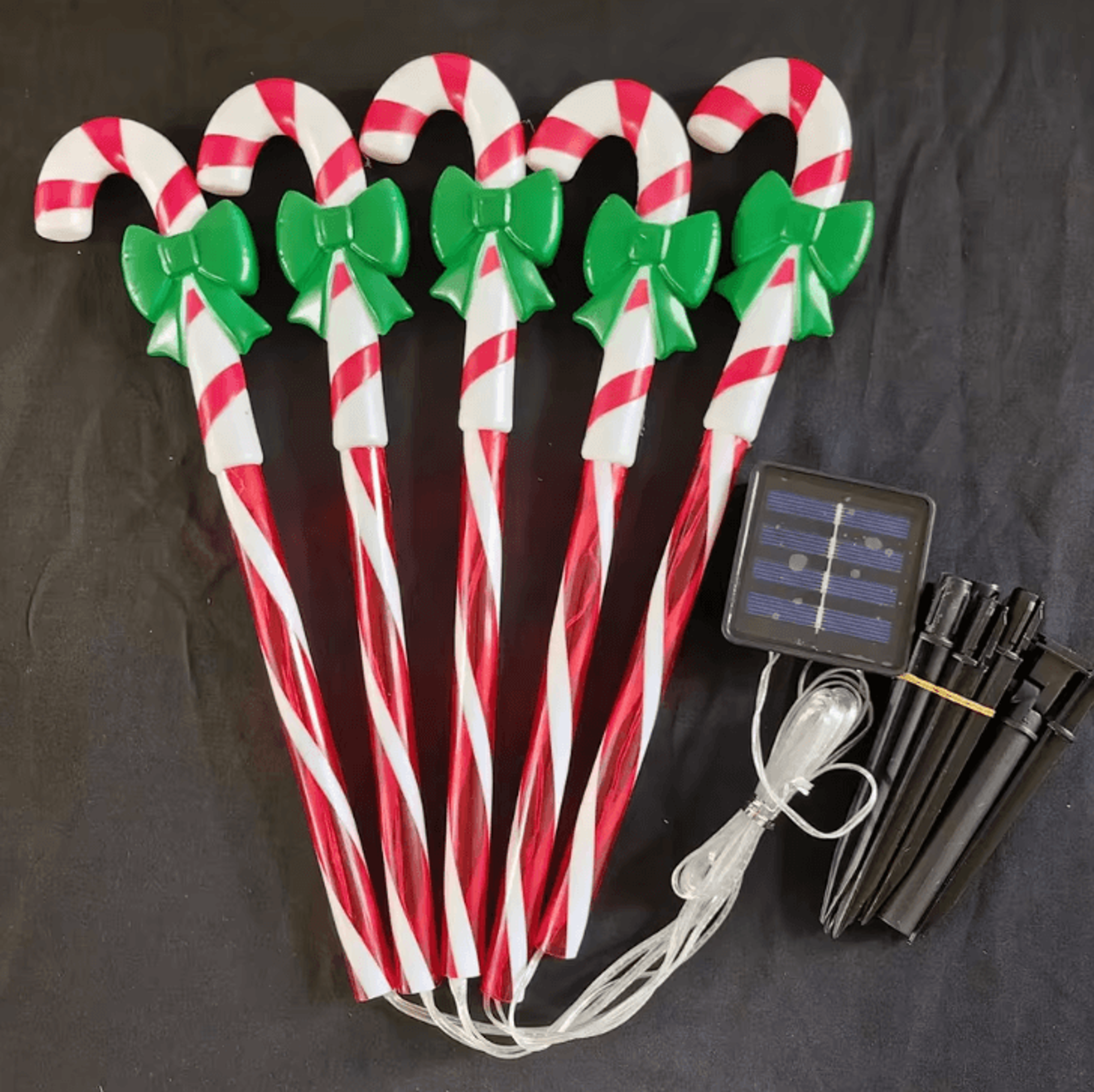 Solar Christmas Candy Cane Pathway Lights  5Pack Outdoor Yard  Lawn Decor 6