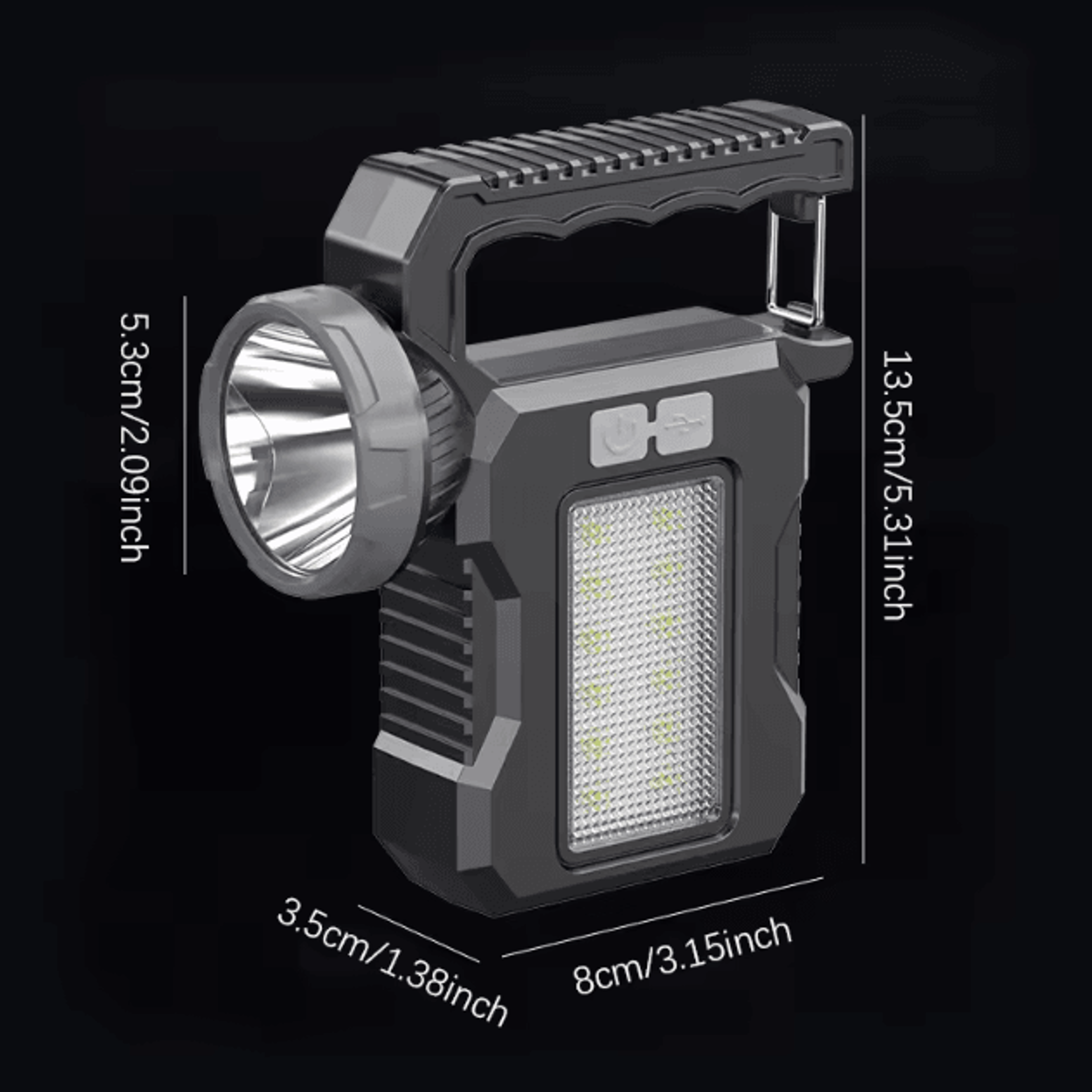 Solar Rechargeable Portable Searchlight With COB Work Light  Powerful Outdoor Camping  Emergency La 5