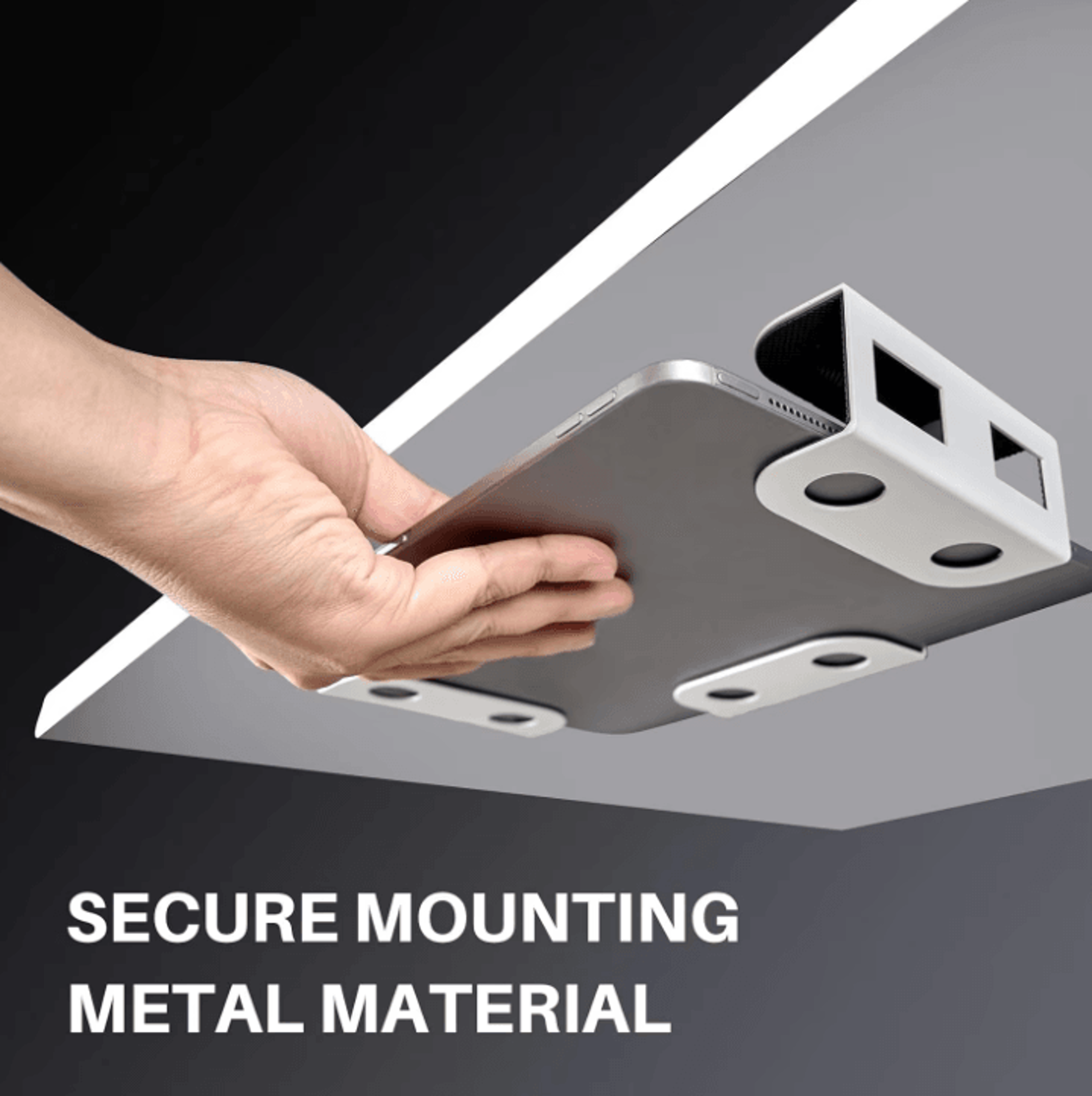 Under Desk Metal Laptop Mount Shelf Holder With AntiScratch Silicone For Mac Mini MacBook Keyboard 2