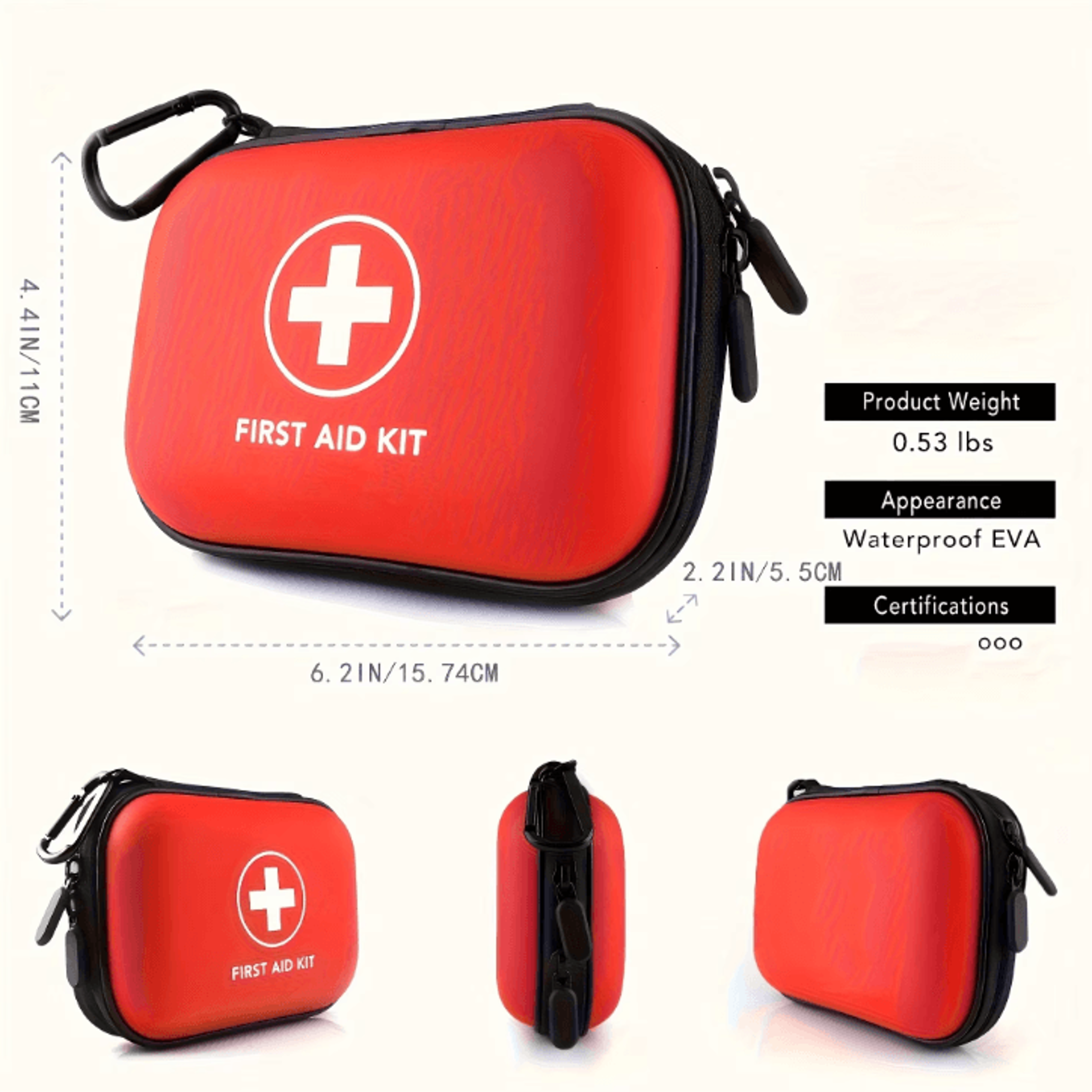 Complete 104Piece First Aid Kit  WaterResistant Hard Shell Medical Emergency Set For Travel Home  O 4