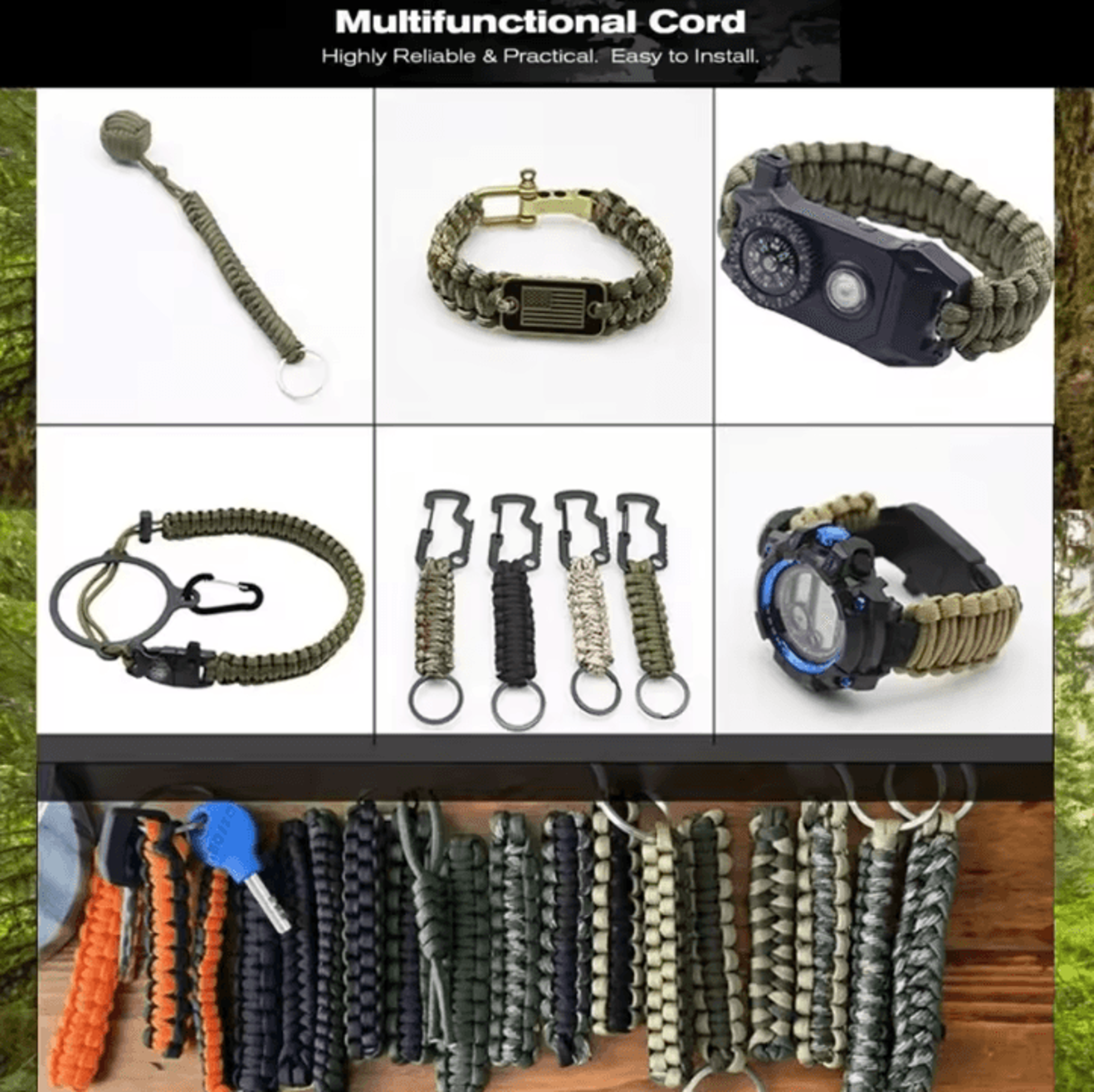 9Strand Military Paracord 650 LB  Tactical Survival Rope For Outdoor Camping  Weaving 3