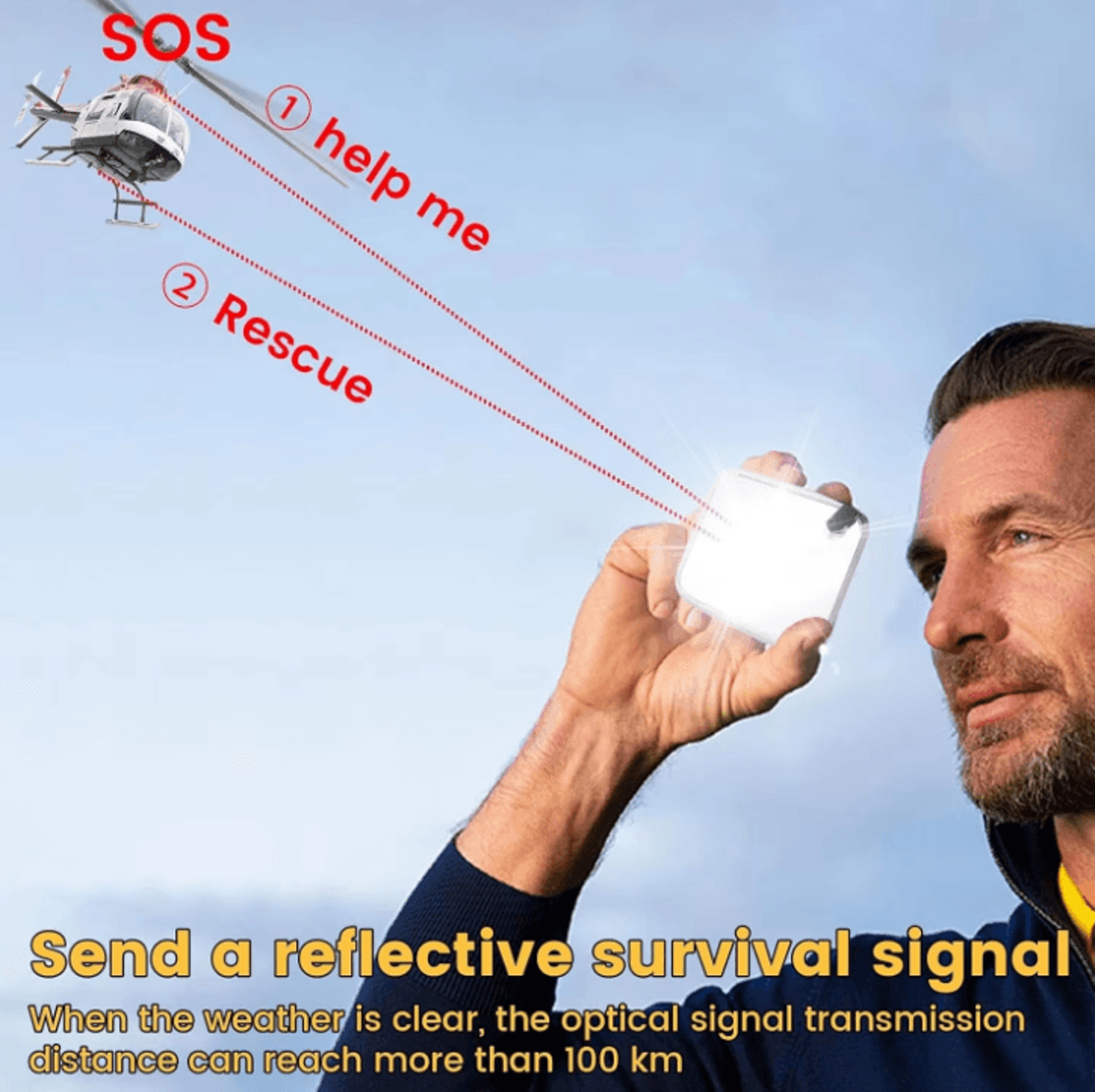Outdoor Survival Signal Mirror  Reflective Sunlight SOS Emergency Signaling Tool For Hiking Camping 0