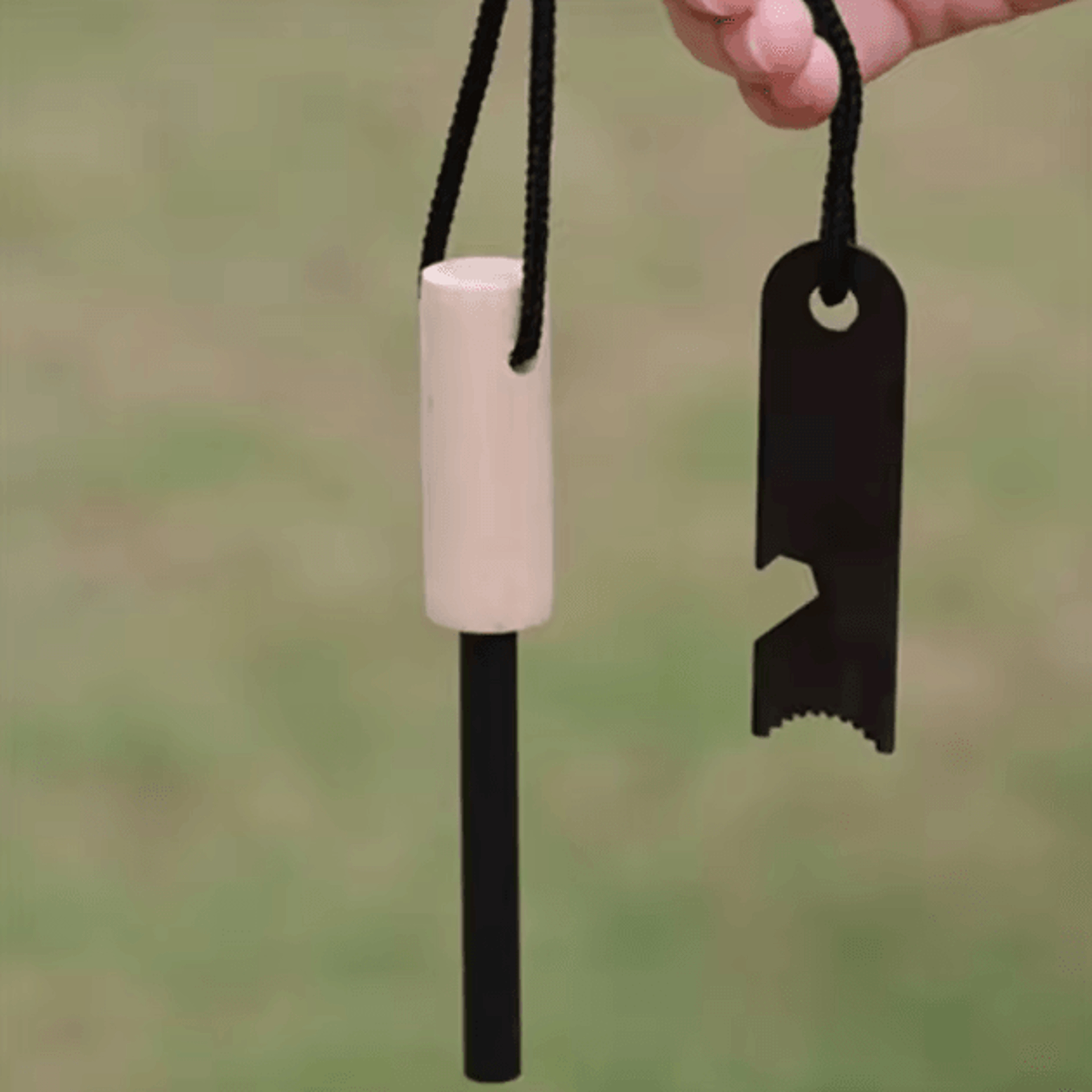 Wilderness Survival Flint Fire Starter  Portable Magnesium Fire Kit With Wooden Handle For Camping  3