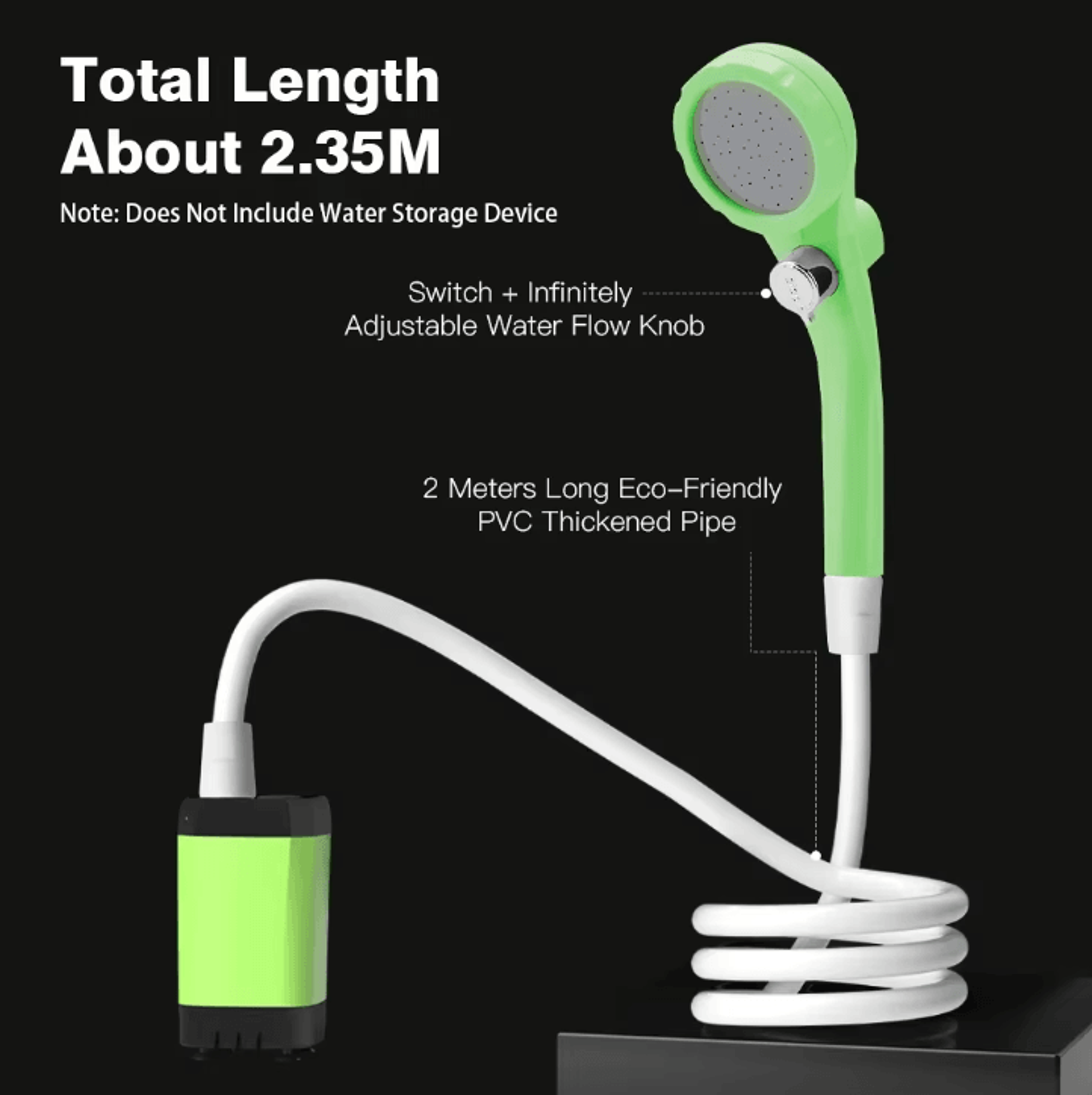 Portable Camping Shower Pump  6000mAh Rechargeable Outdoor Shower Kit With Digital Display 5