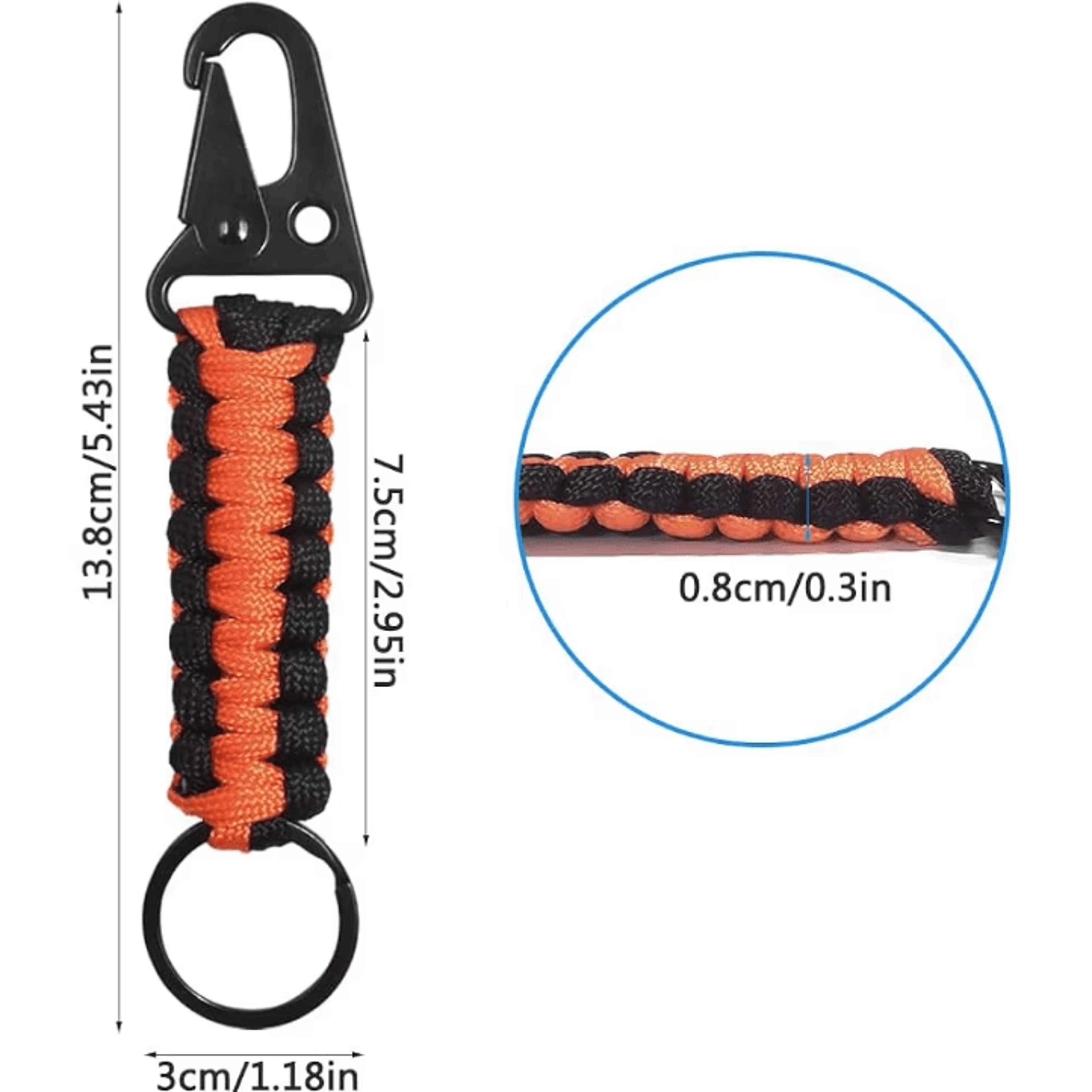 HeavyDuty Paracord Keychain With Carabiner  Military Braided Survival Keychain Lanyard For Camping  5