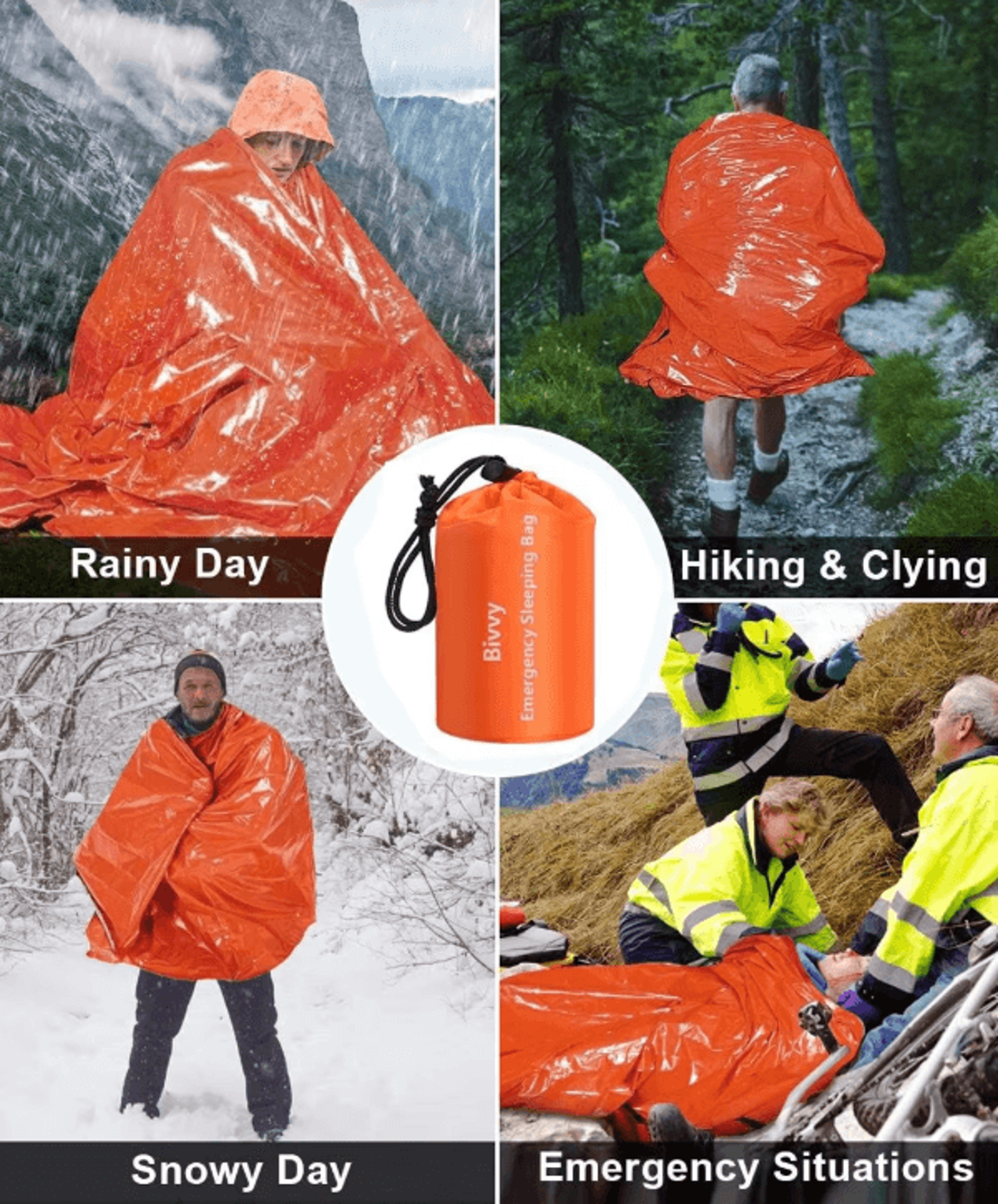 UltraLight Emergency Sleeping Bag  Waterproof Mylar Thermal Survival Sleeping Bag For Camping Hikin 4