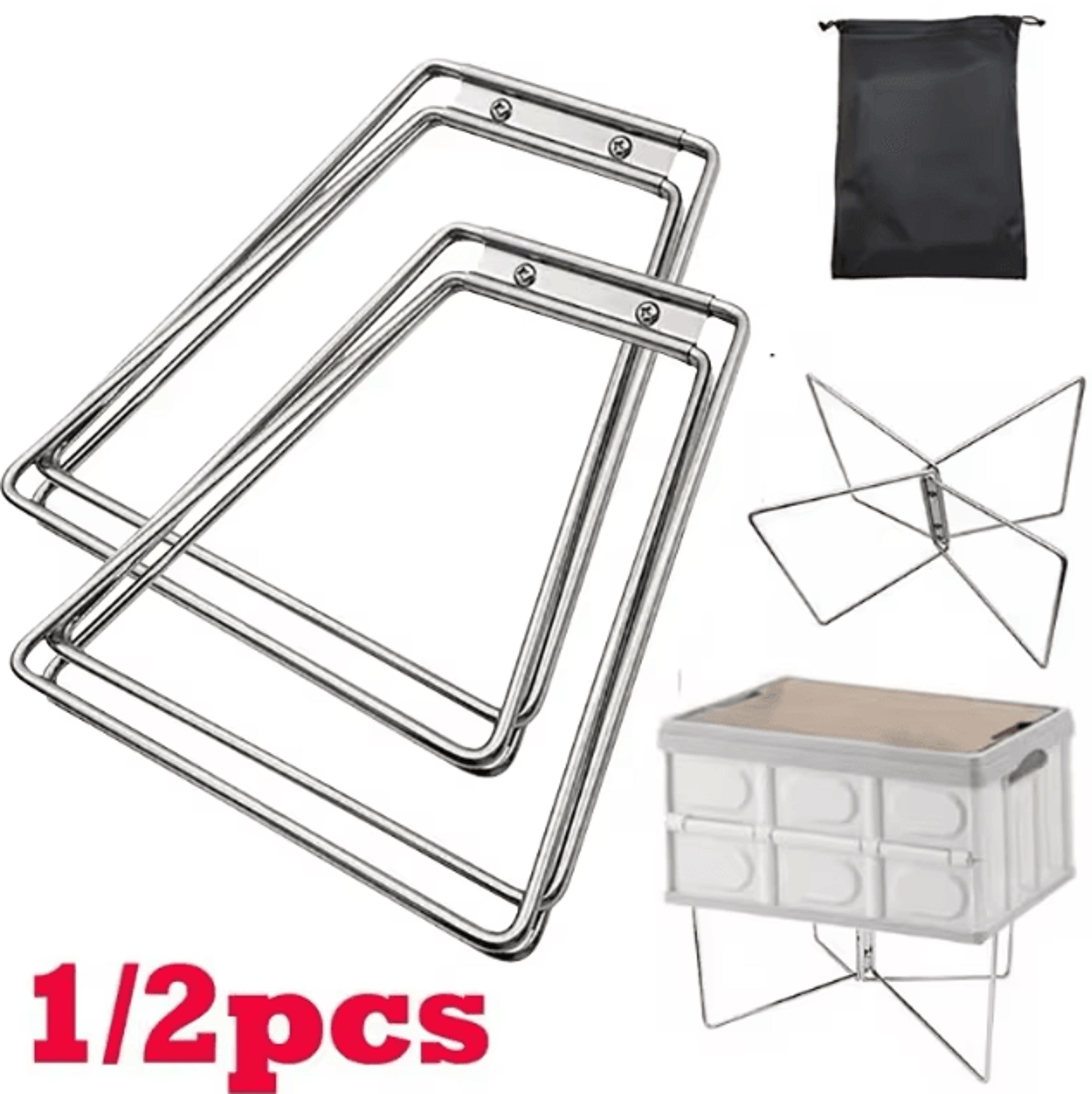 Portable Cooler Box Stand  Foldable Camping Cooler Stand Ice Box Holder  Storage Support Shelf 0