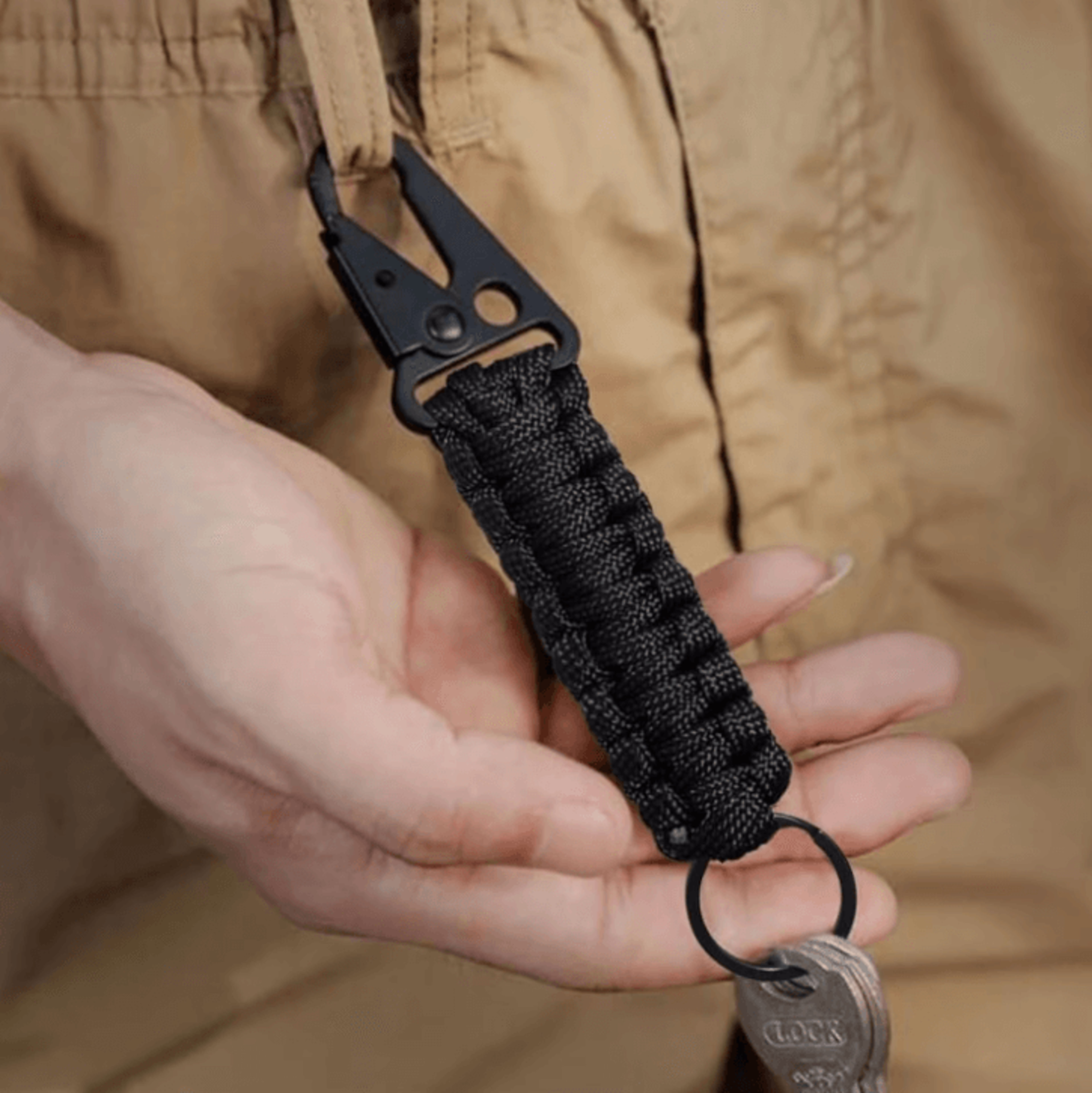 Military Paracord Keychain Carabiner  Braided Paracord Survival Keychain With Bottle Opener For Cam 1