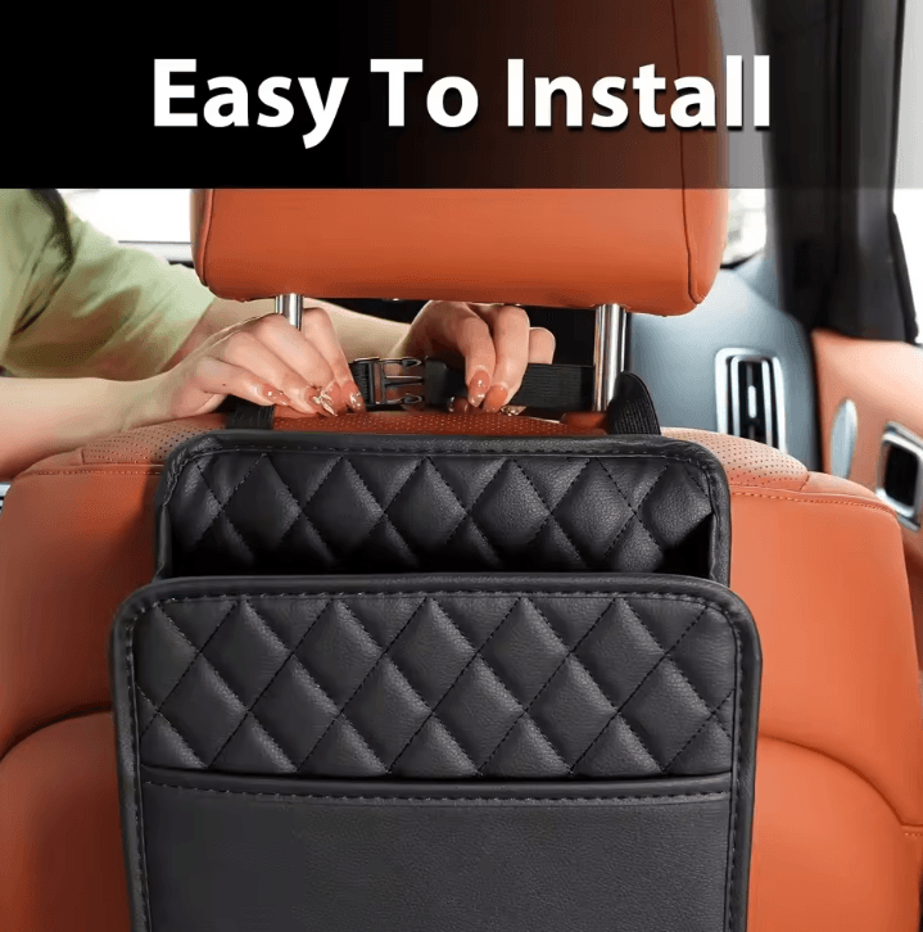 Multifunction Leather Car Seat Back Organizer Hanging Car Trash Bag Storage Pouch For Vehicle Inter 1